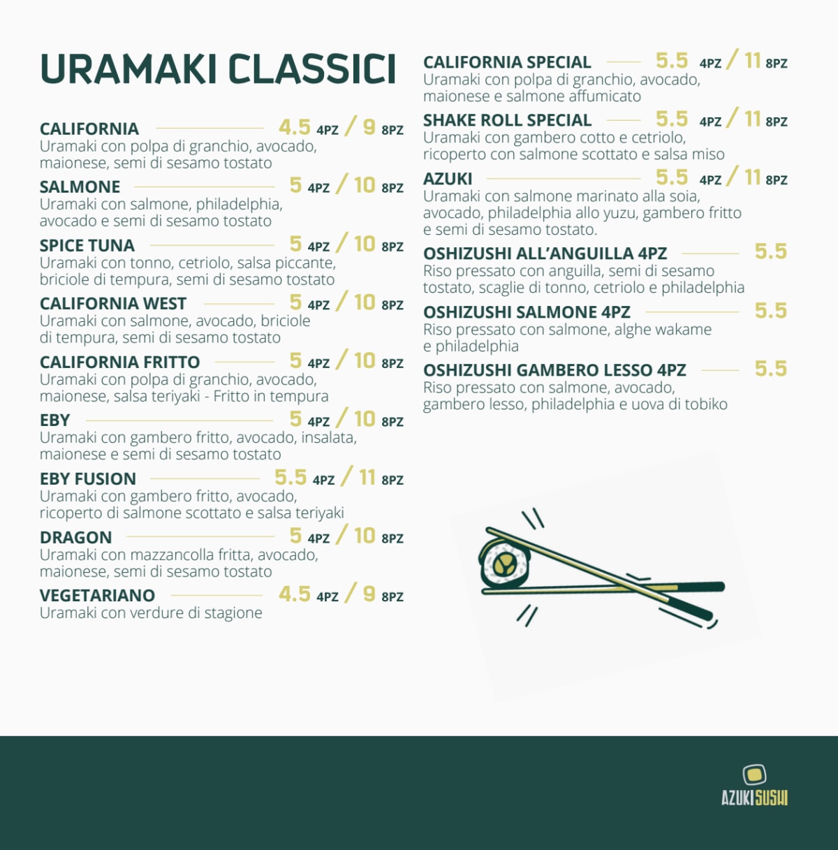 Carte et Menus 2024 Azuki Sushi à Santarcangelo Di Romagna TheFork