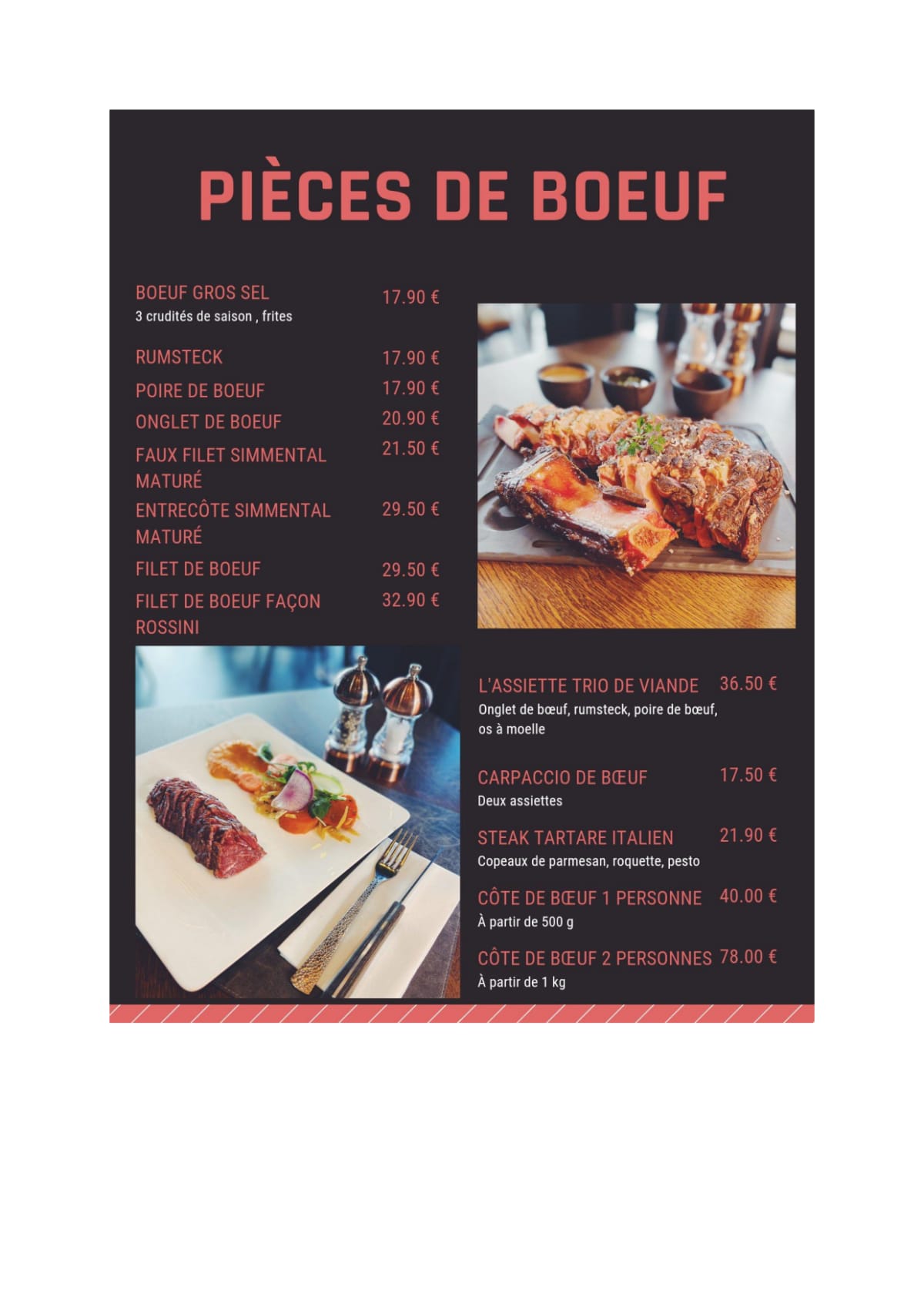 Menu 2024 La Côte De Boeuf em Reichstett TheFork