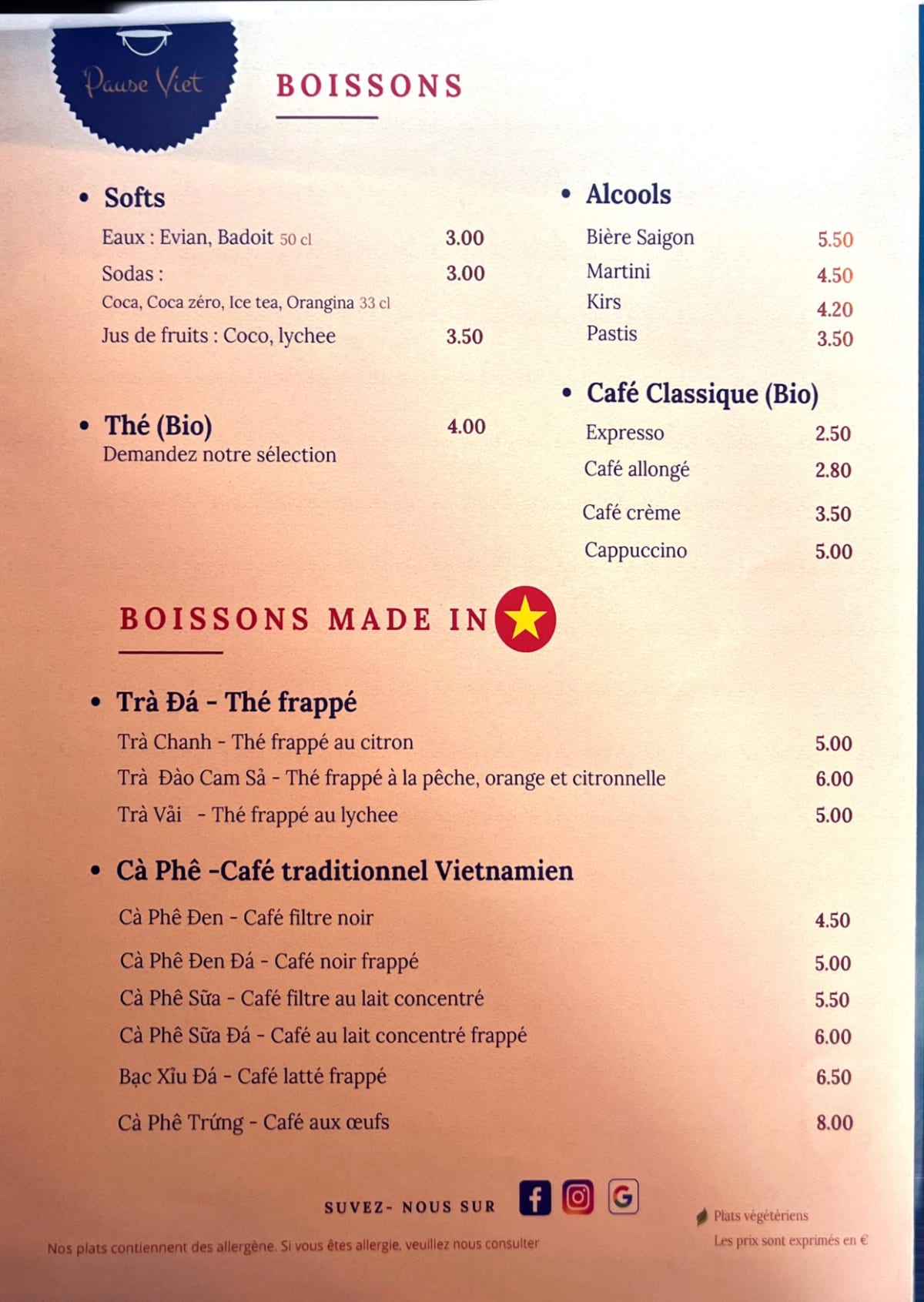 Pause Viet menu