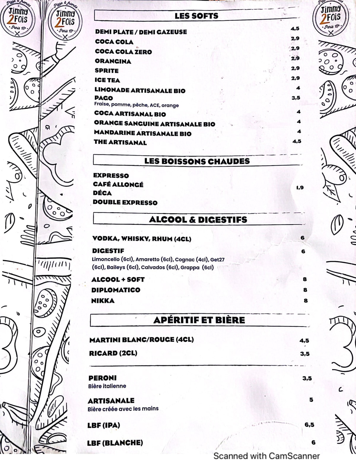 Jimmy 2 Fois menu