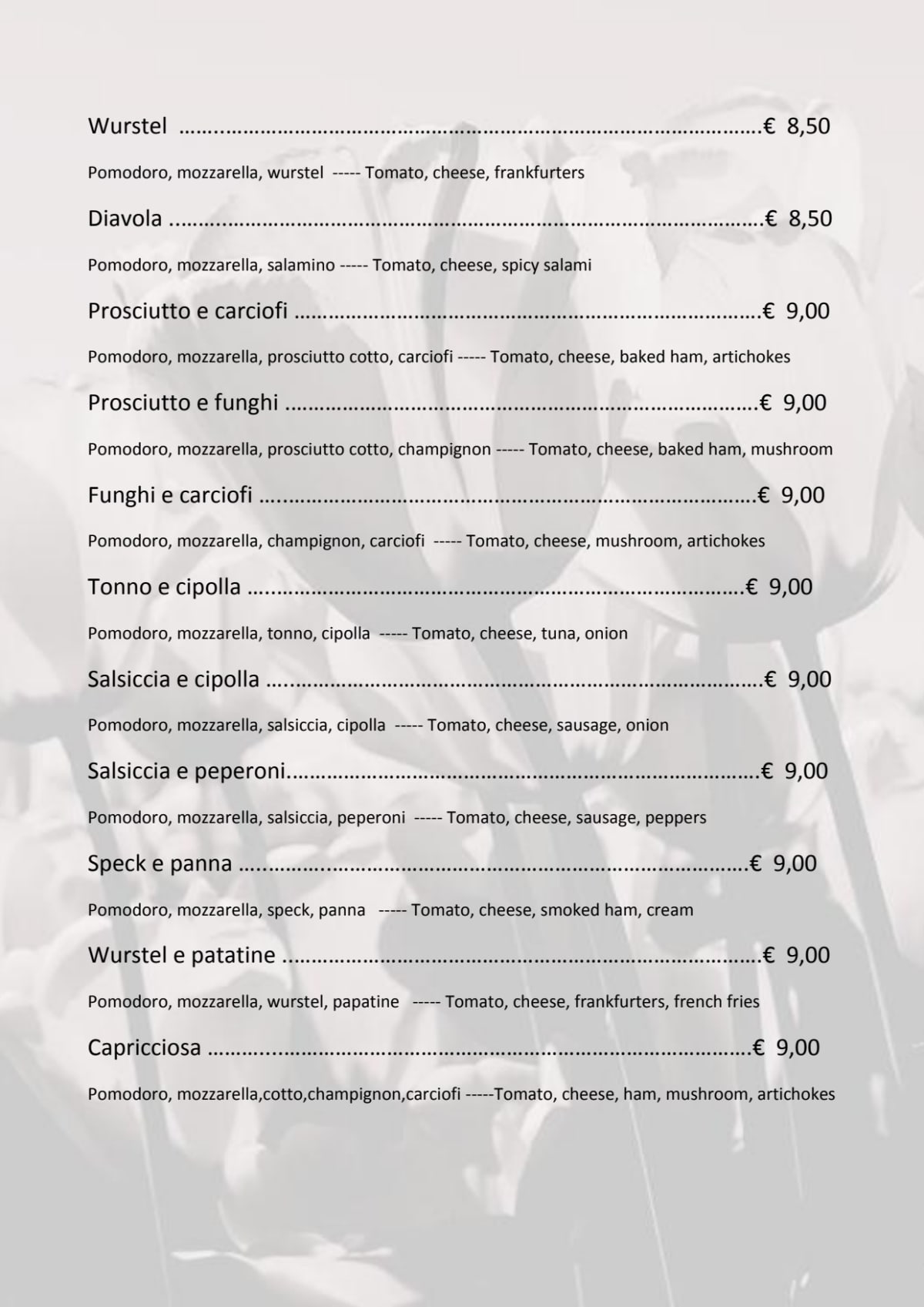 Speisekarte 2024 Pizza Amore e Fantasia in Levane TheFork