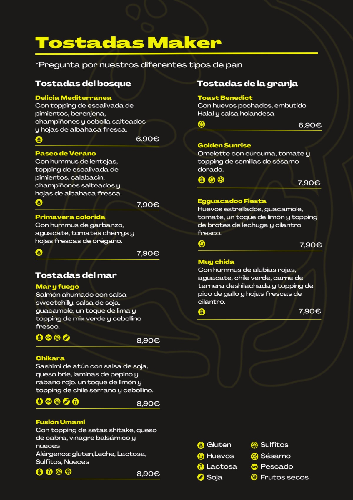 The Toast Maker menu