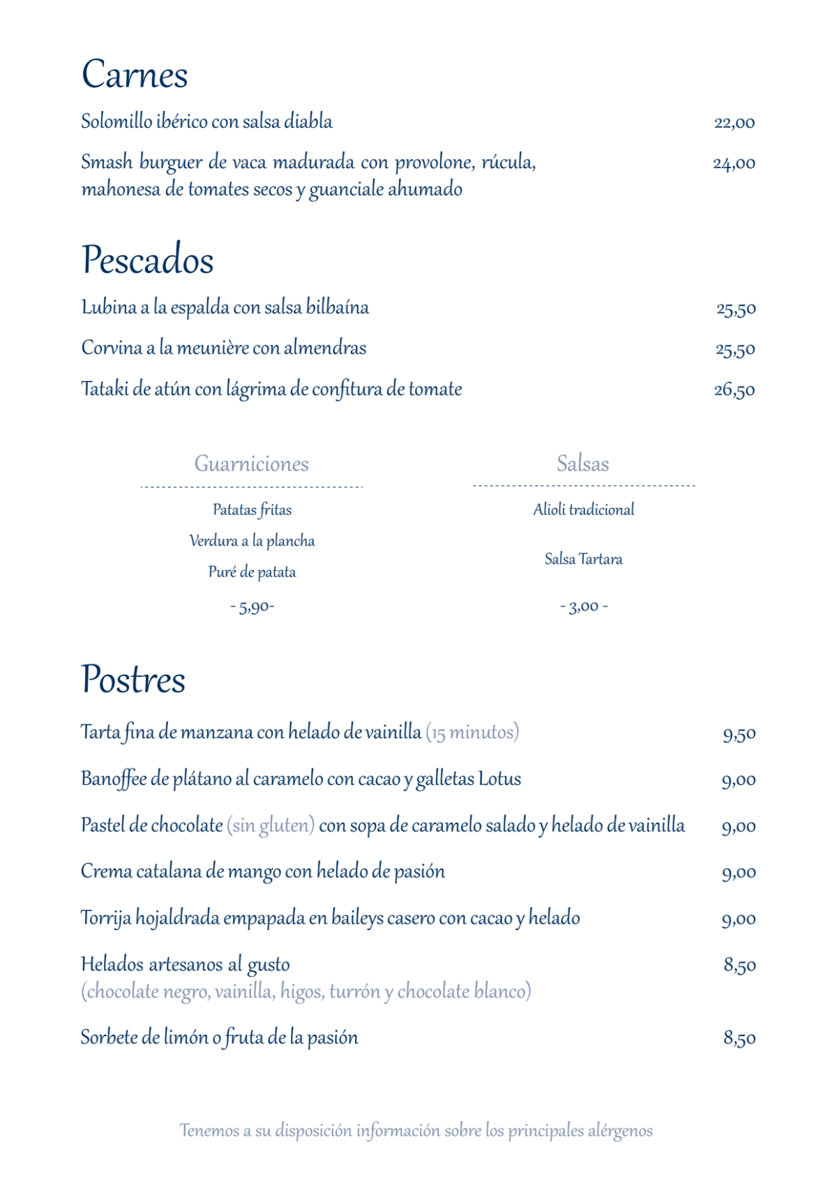 St James - Rosario Pino menu