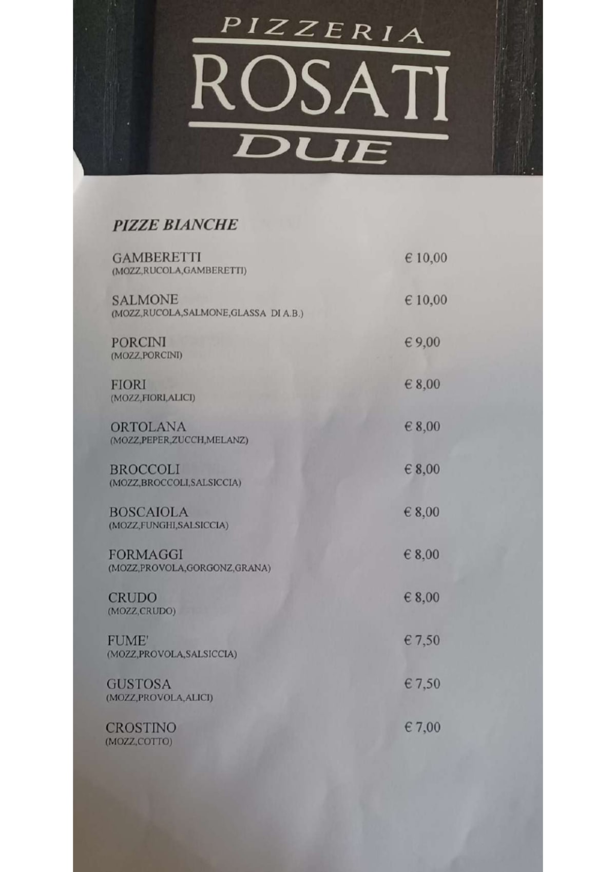 Rosati Due menu