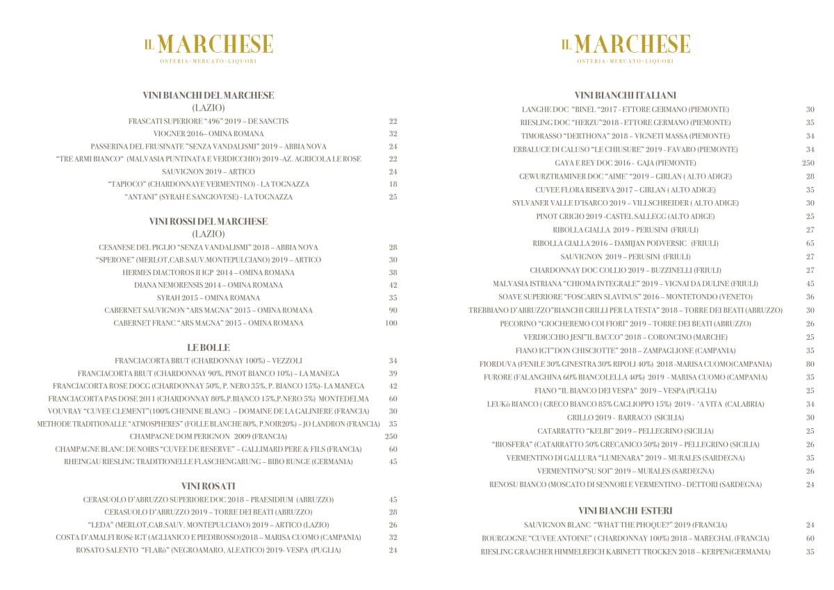 Il Marchese menu