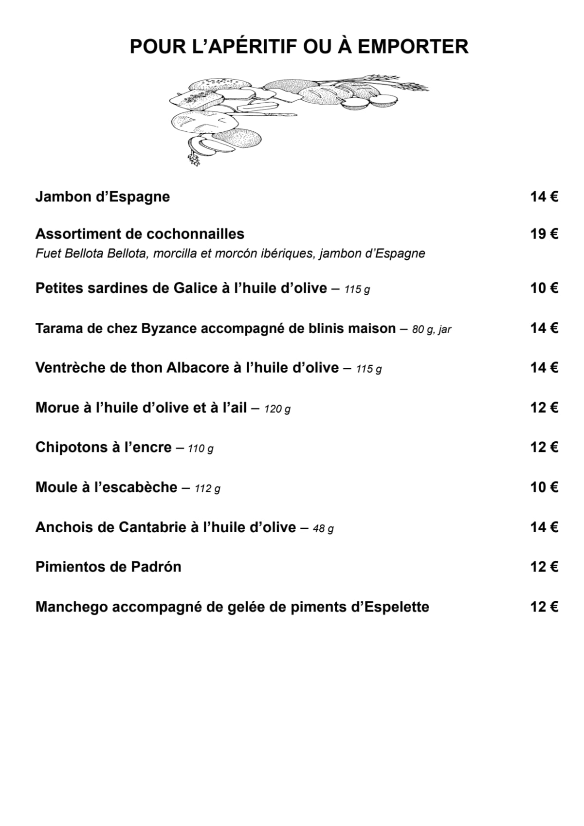 Chez Léna et Mimile menu