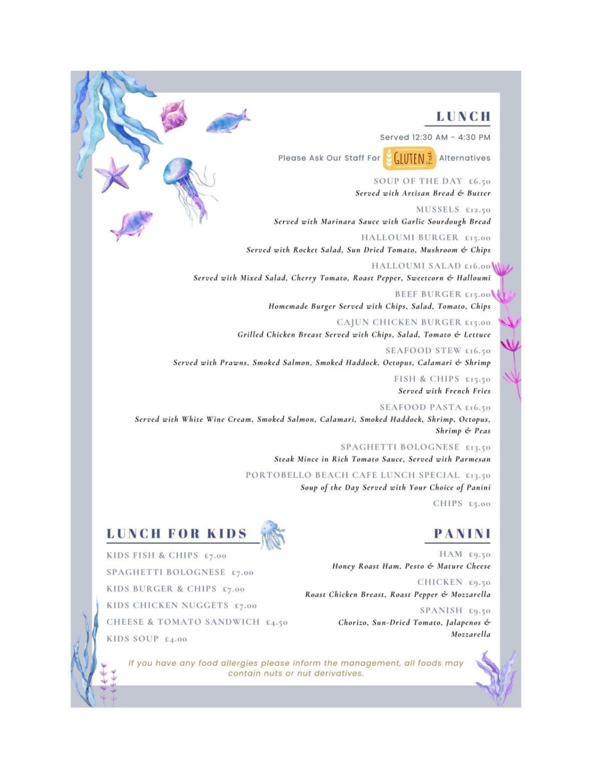 Menu 2024 Portobello Beach Bistro in Edinburgh TheFork