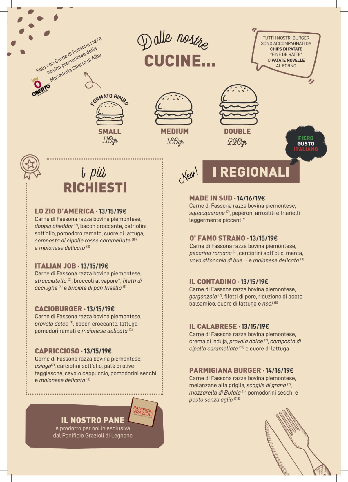 Fatto Bene Burger Monti menu