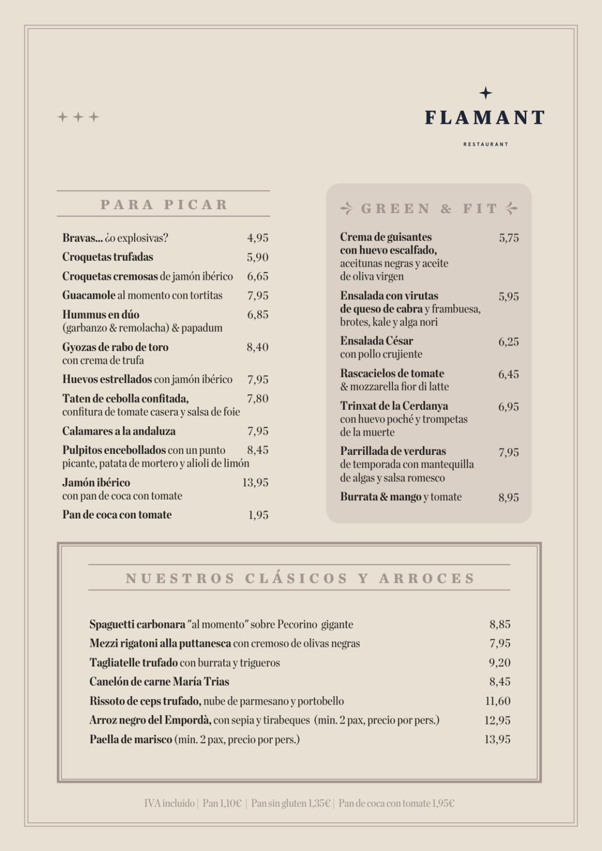 Flamant menu