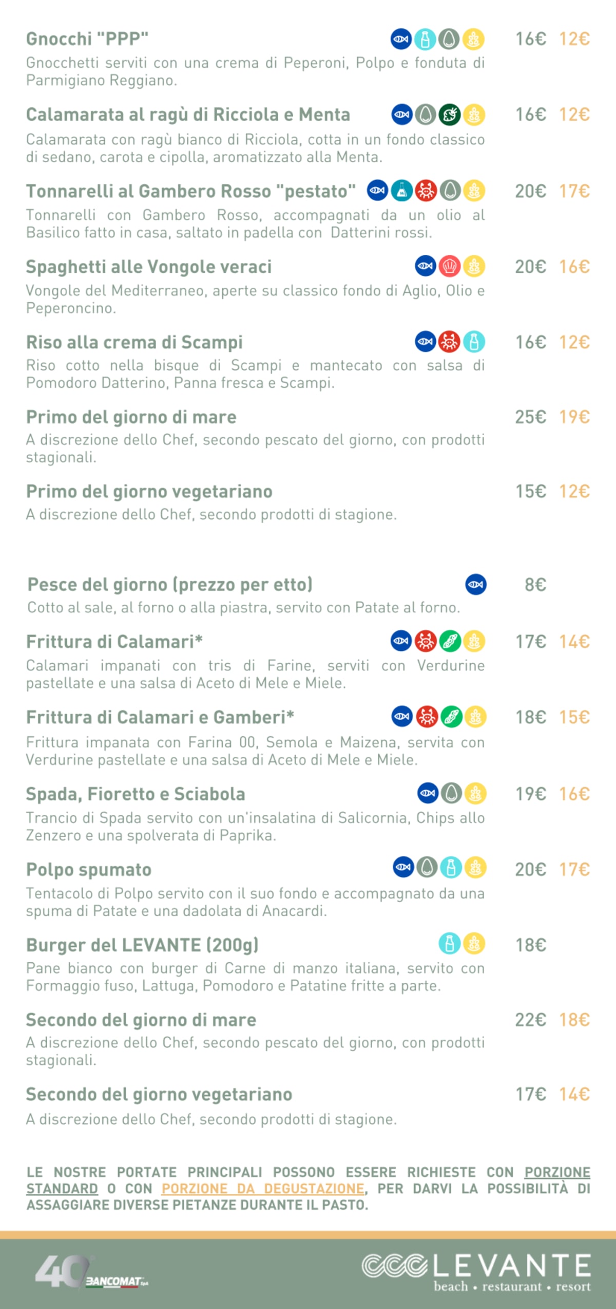 LEVANTE - Ristorante e Stabilimento menu