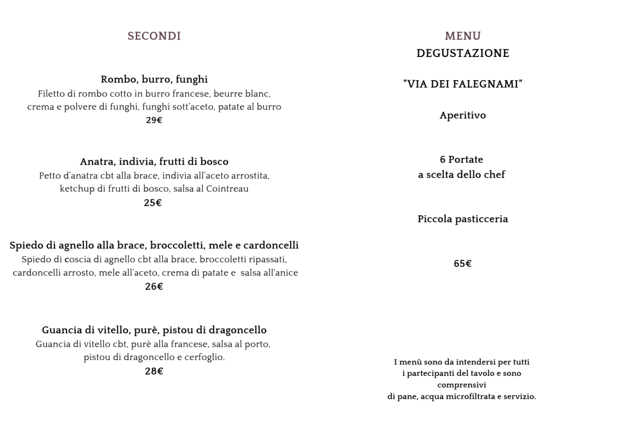 Bottega Tredici menu