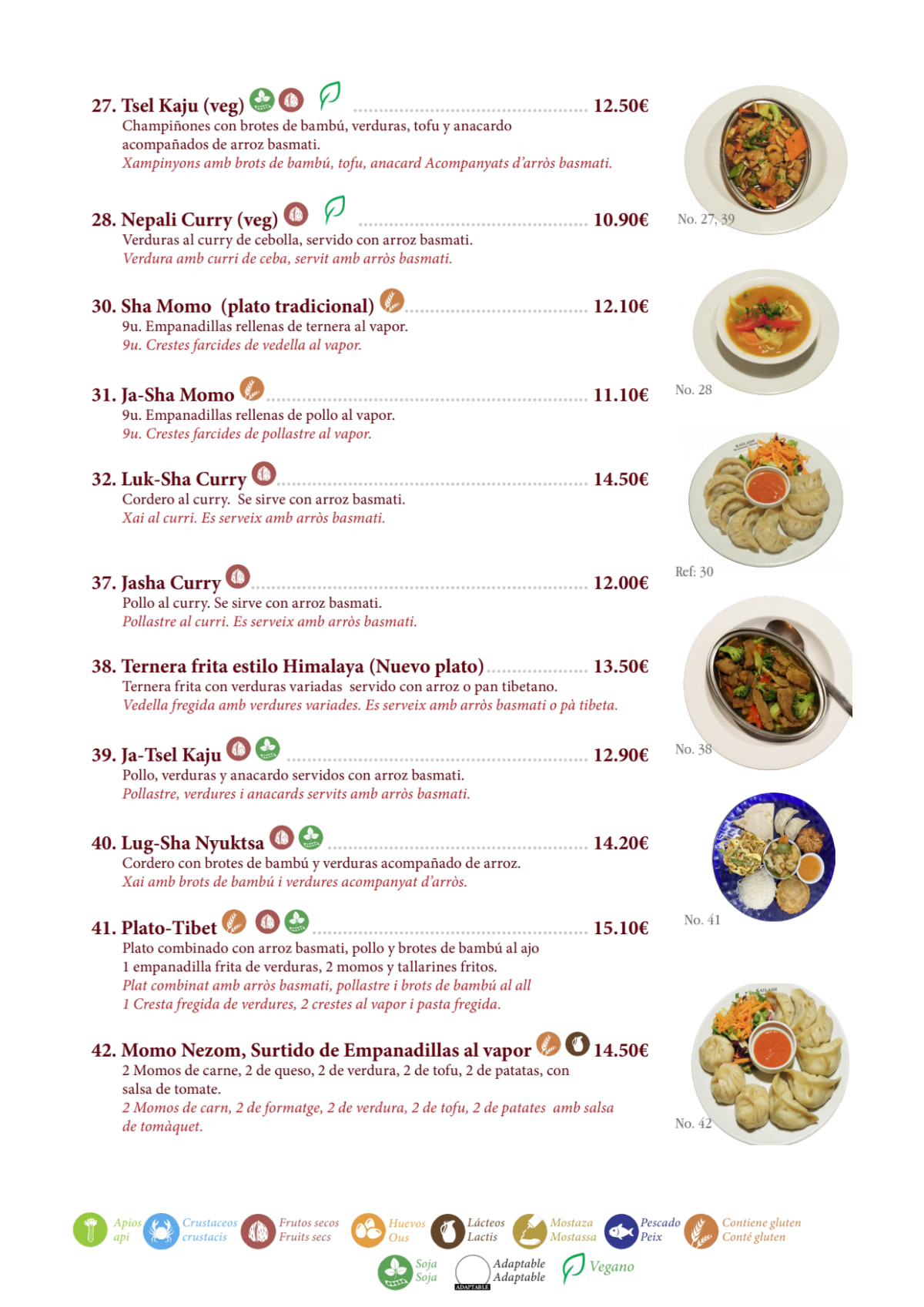 1er Restaurante Tibetano Kailash menu