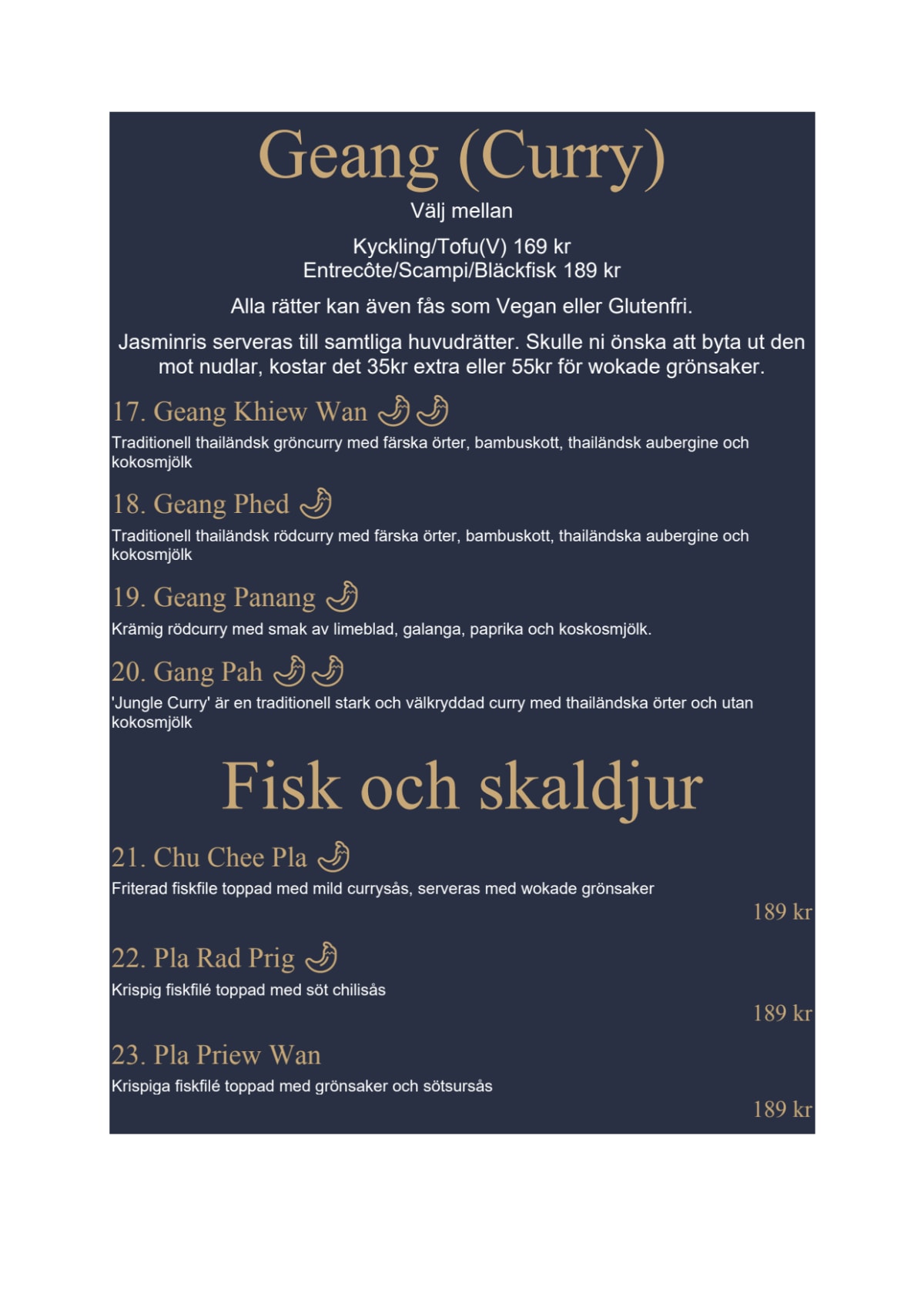 Carta y menù 2024 Actualizados Blue Chili Thai Restaurant en Stockholm TheFork