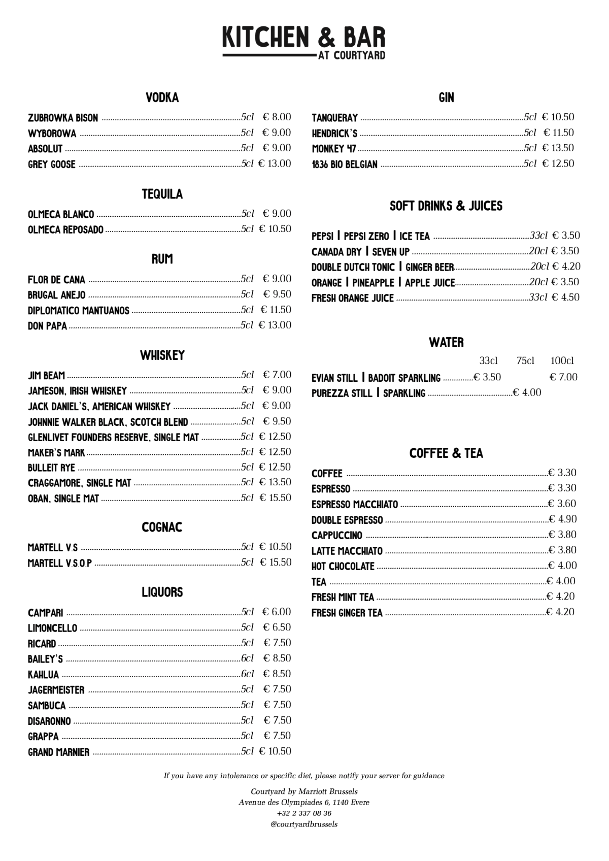 K&B Kitchen & Bar menu