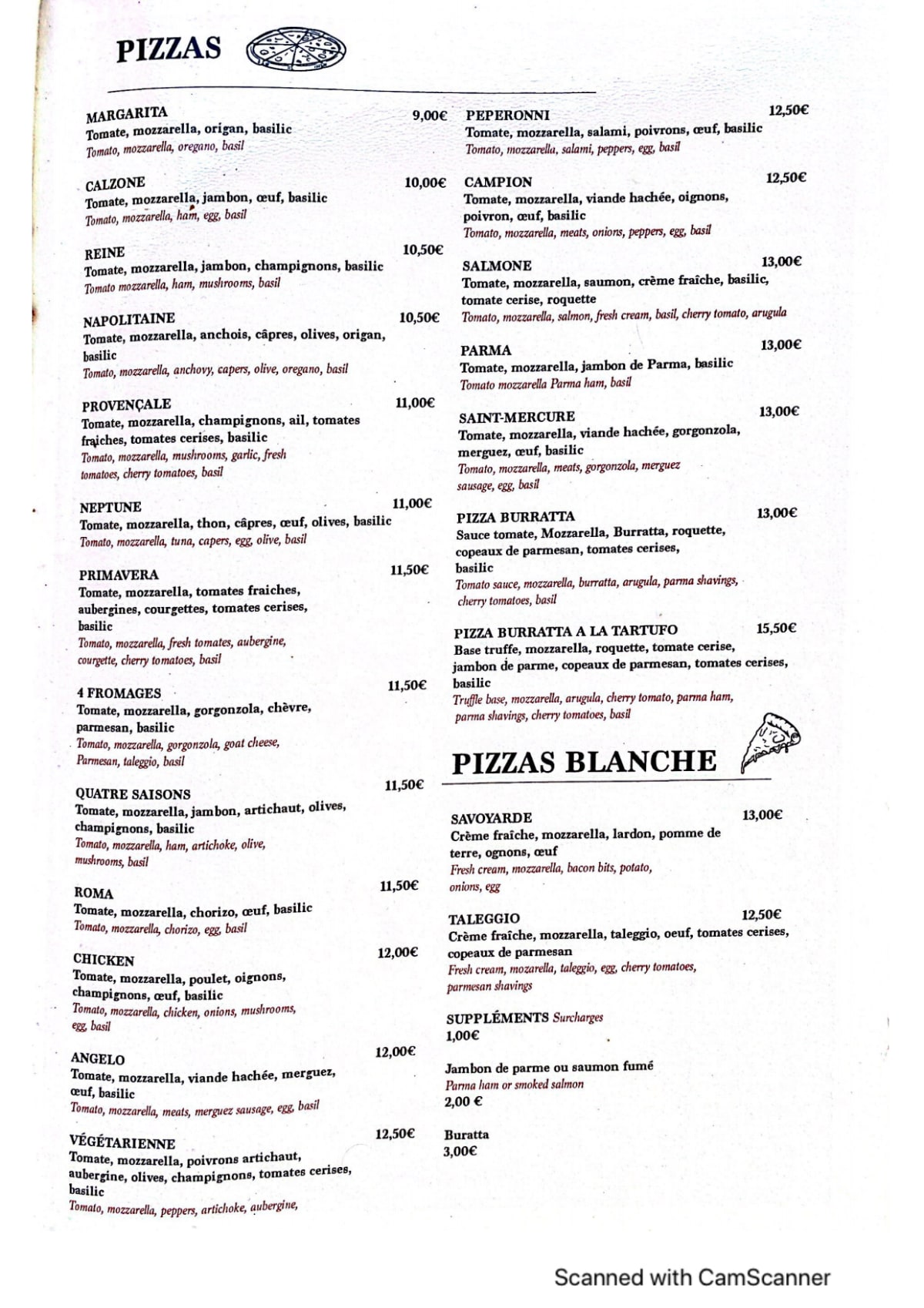 Saint Mercure menu