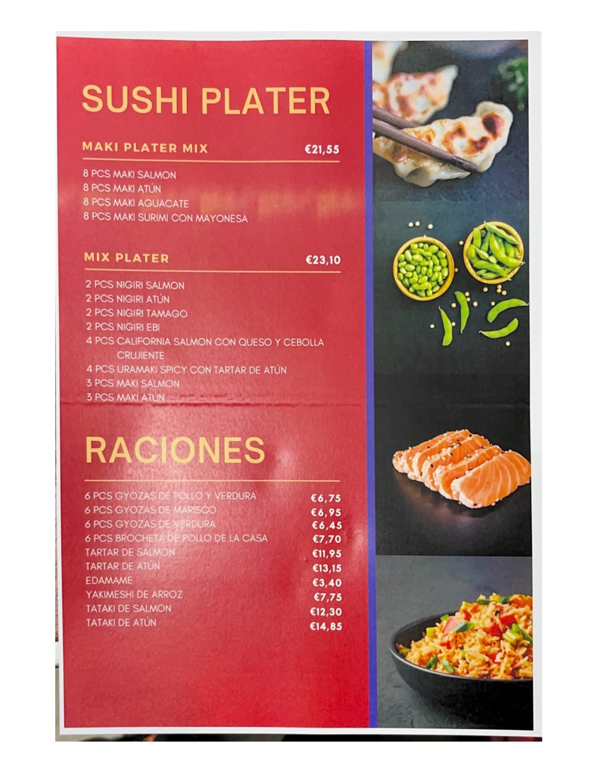 Ortiz Sushi and Pinoy menu