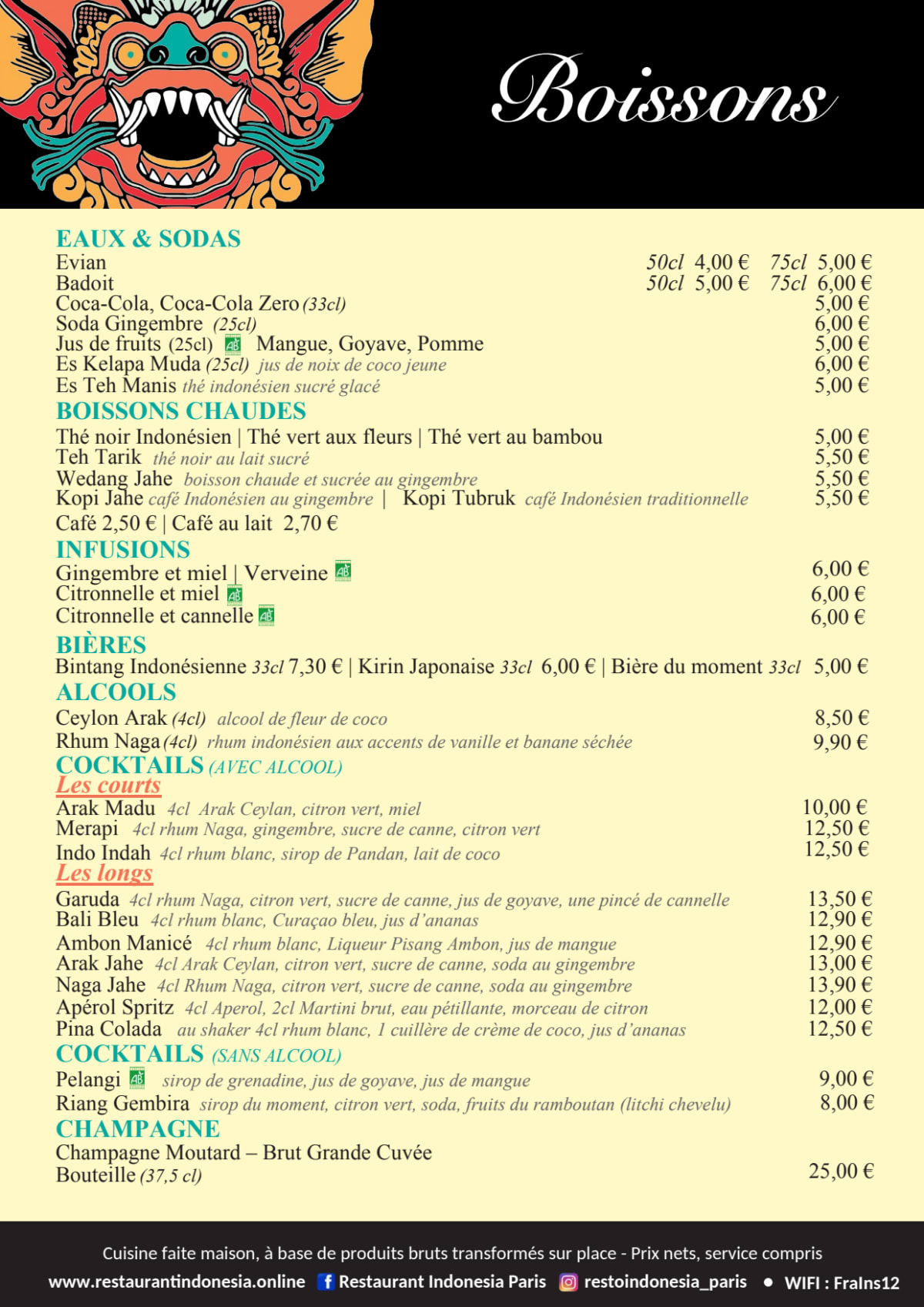 Indonésia menu