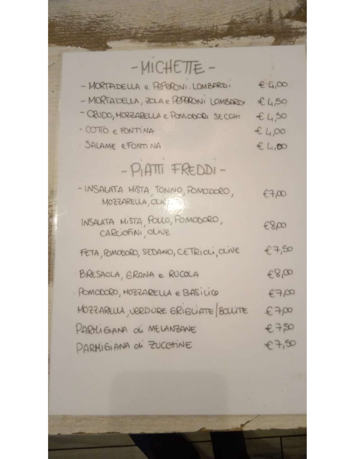 Ciapa Su Bistrot menu