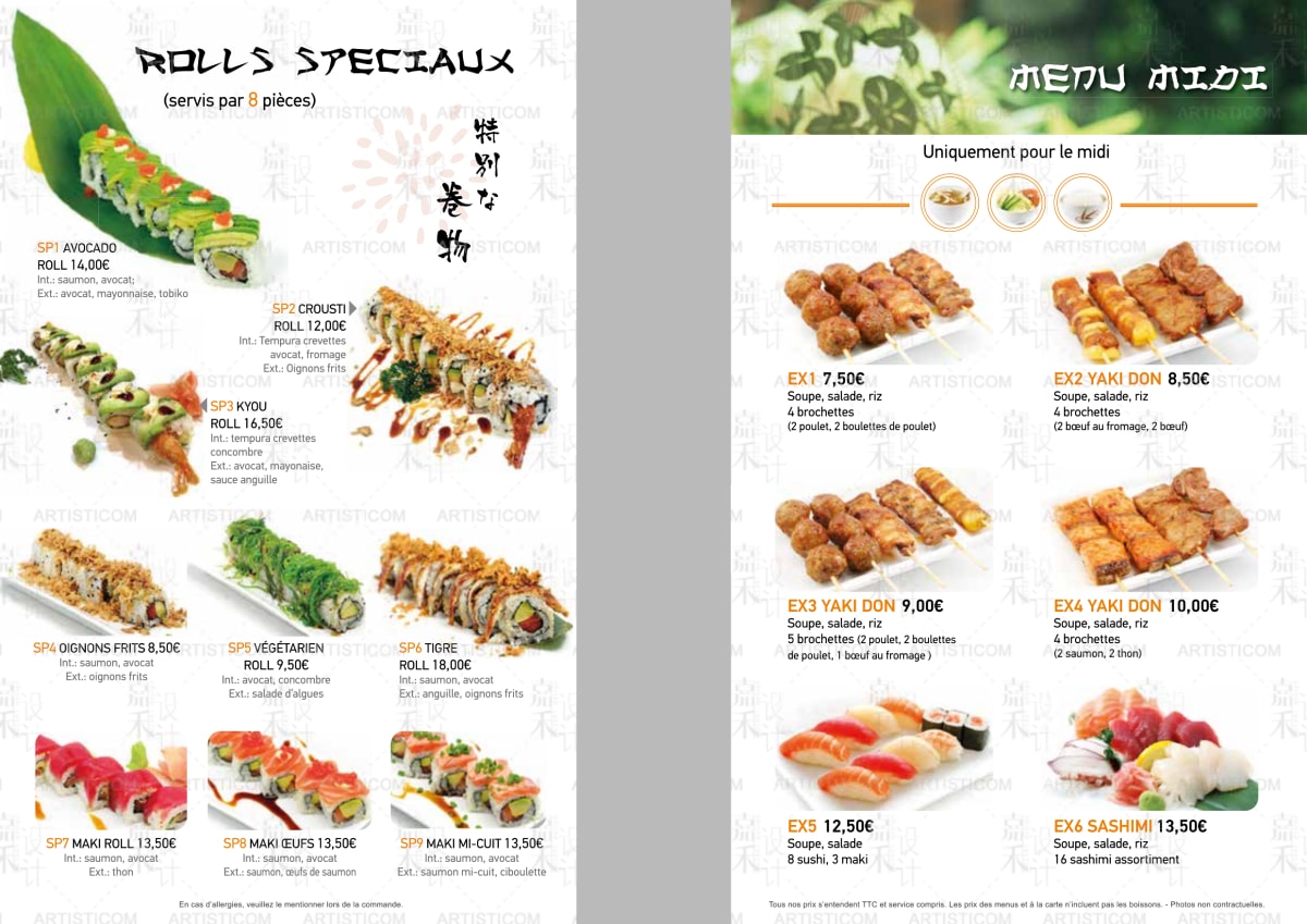 Eizosushi menu