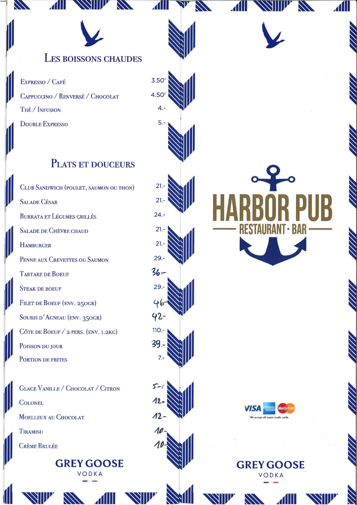 Harbor Pub menu