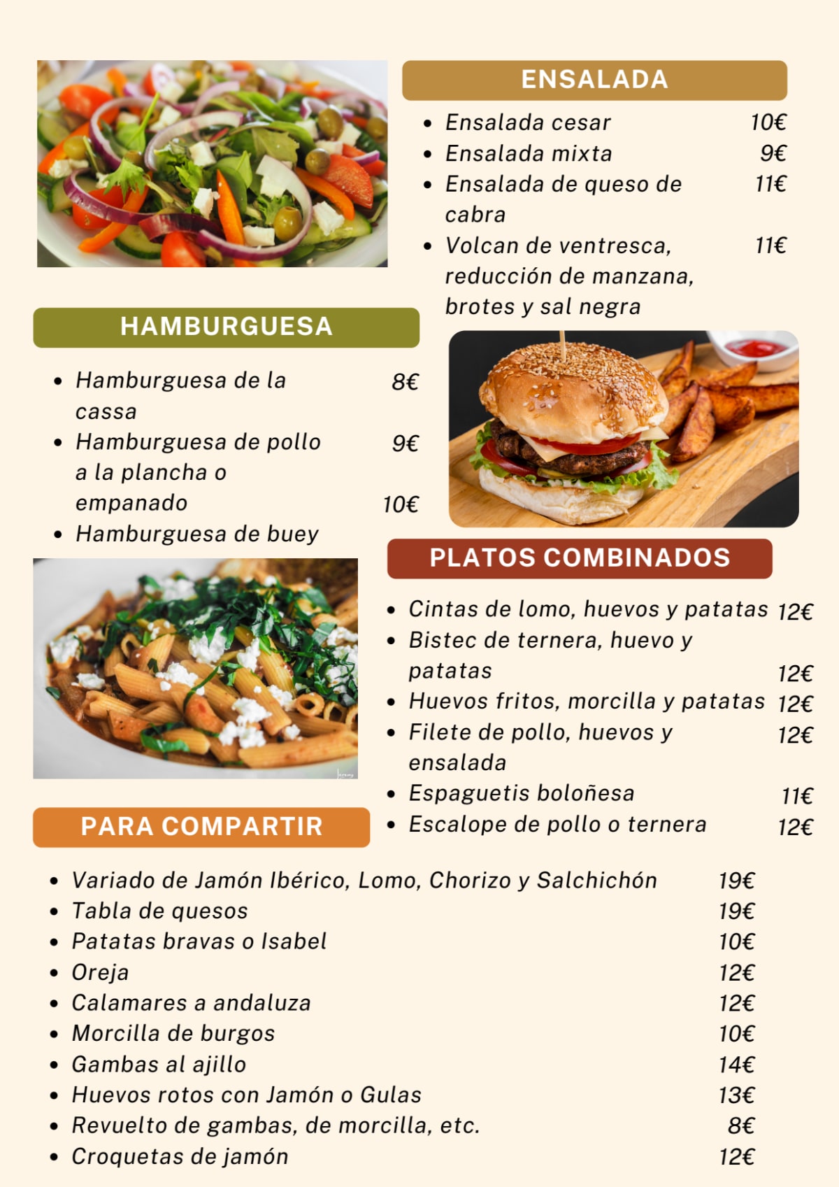 Bar-restaurante la sal menu