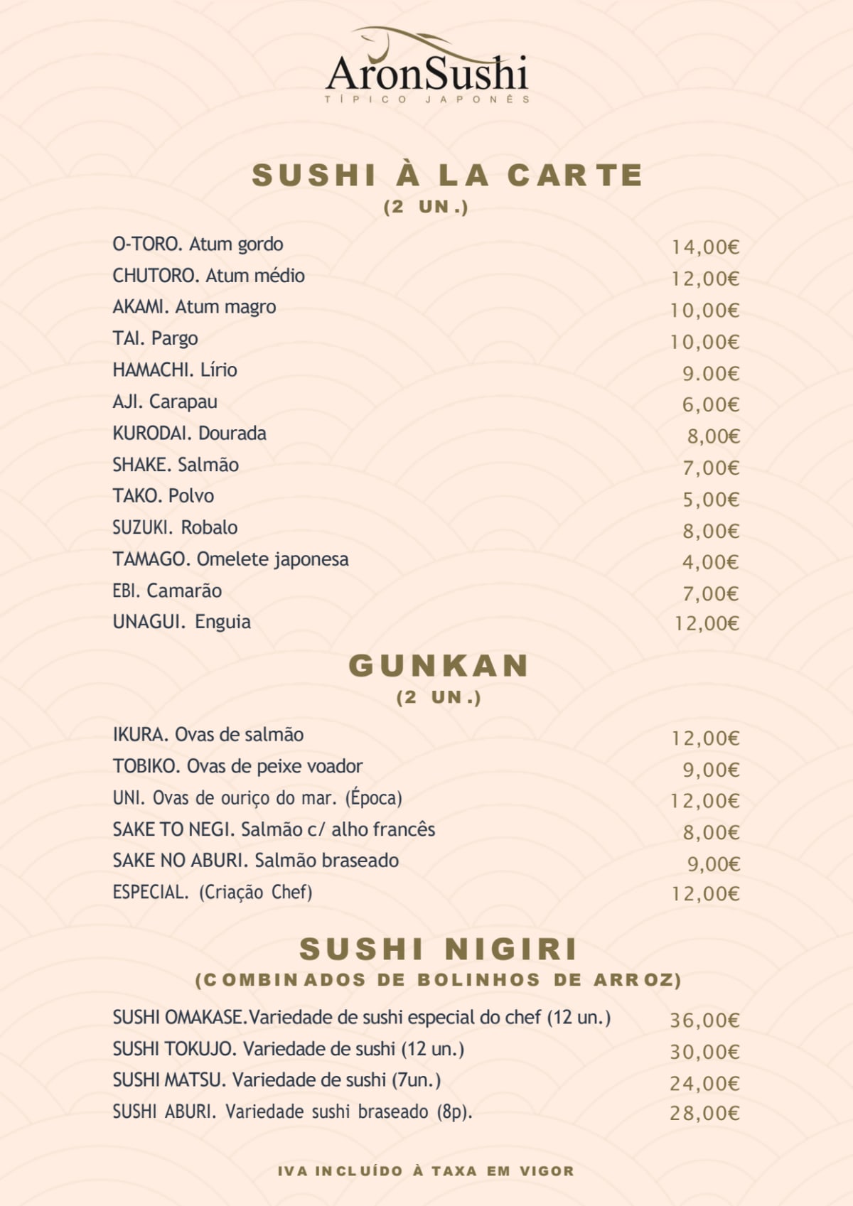 Aron Sushi - Estefânia menu