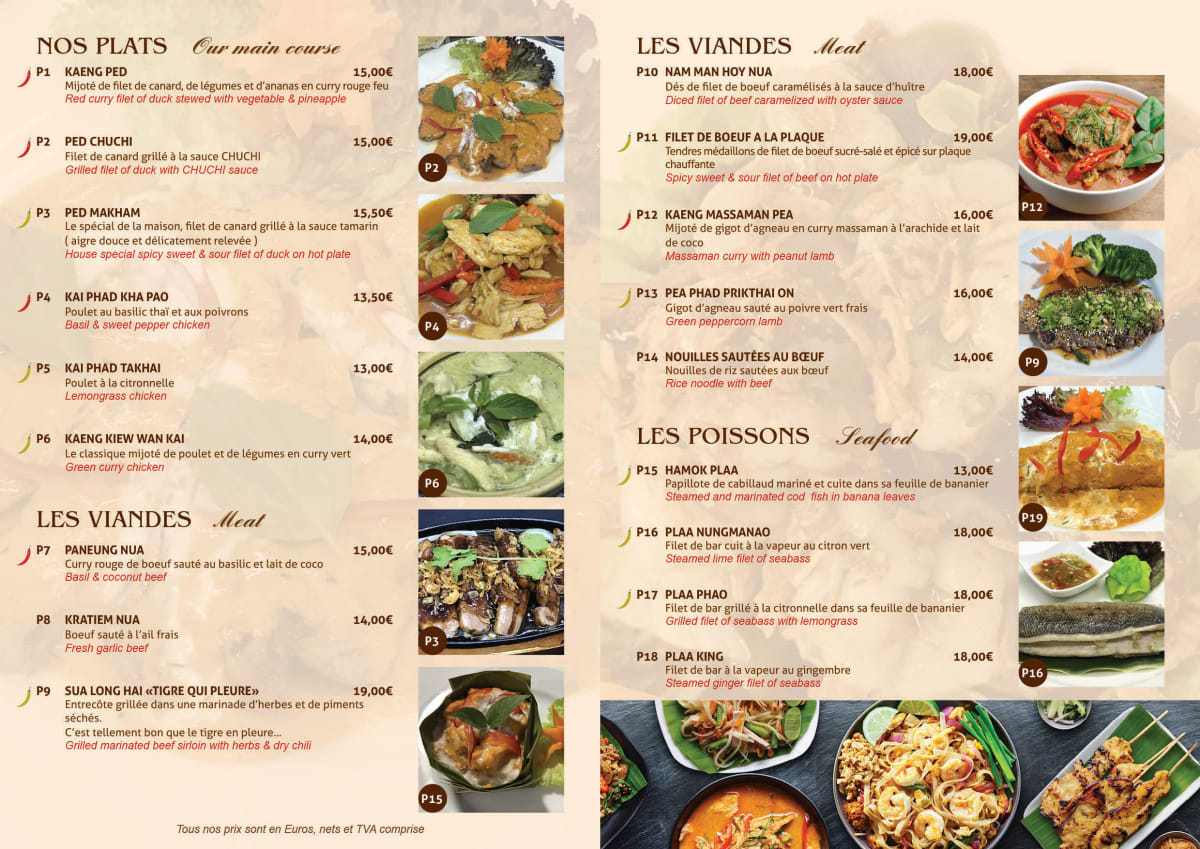 Kim thai menu