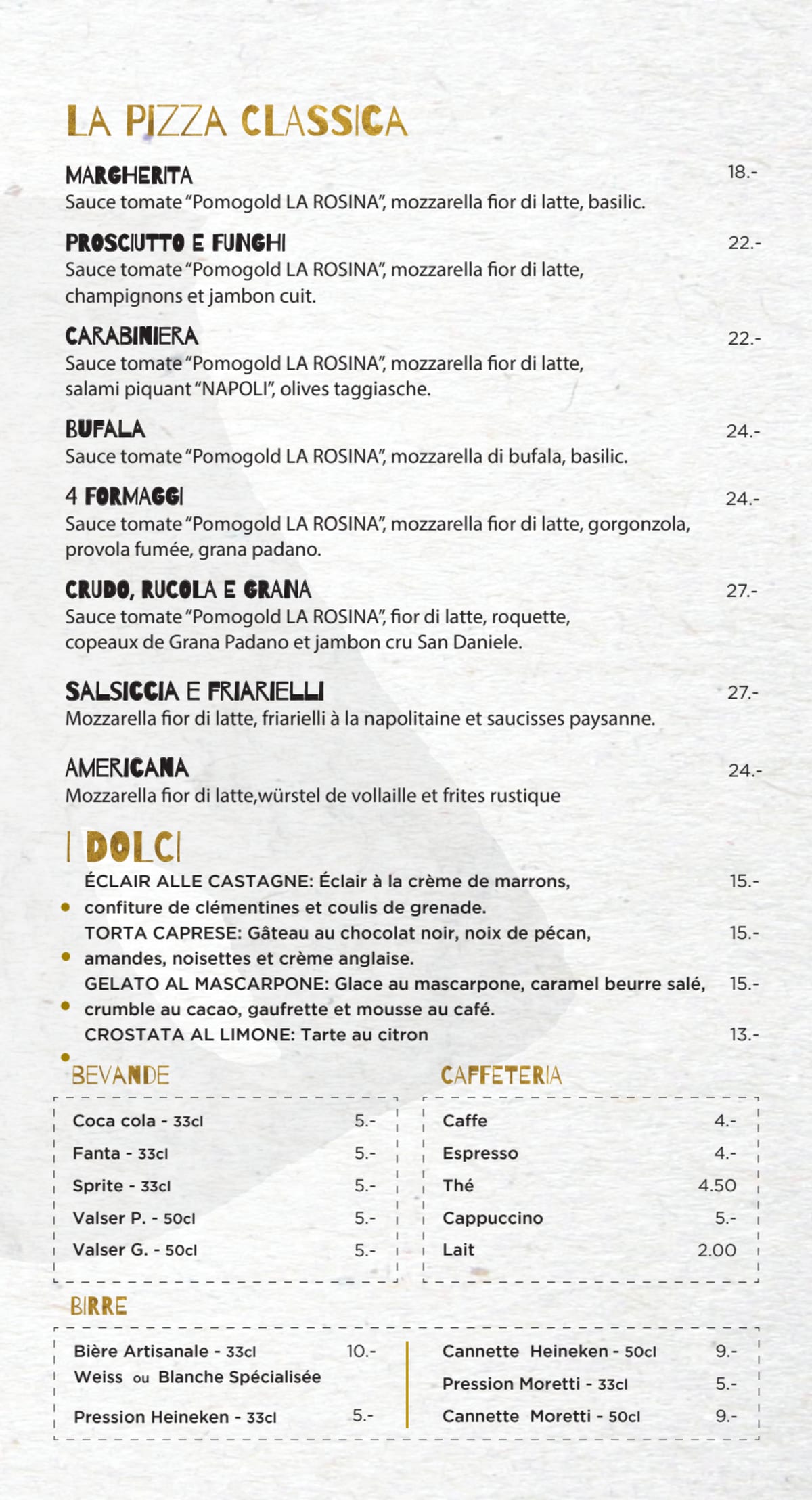 Scaramù Pizzeria - Italian Gourmet menu