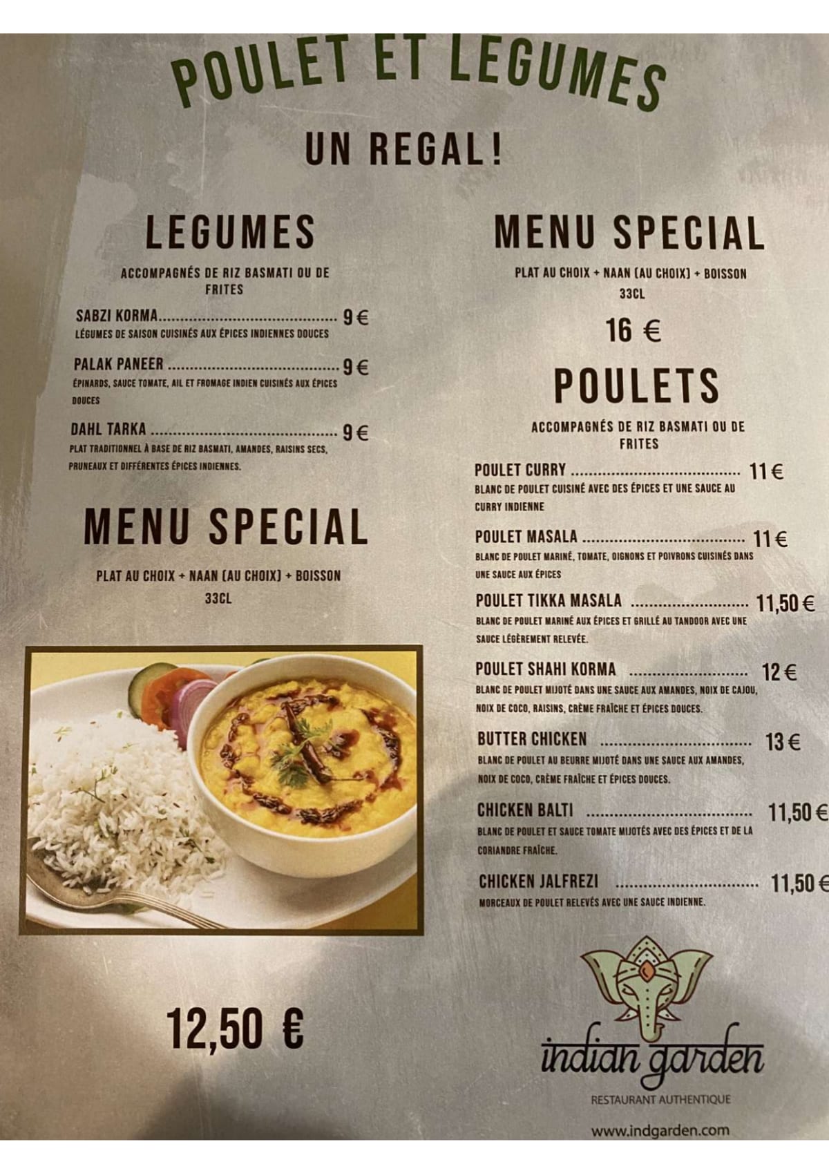 Menu 2024 Indian Garden in Lille TheFork