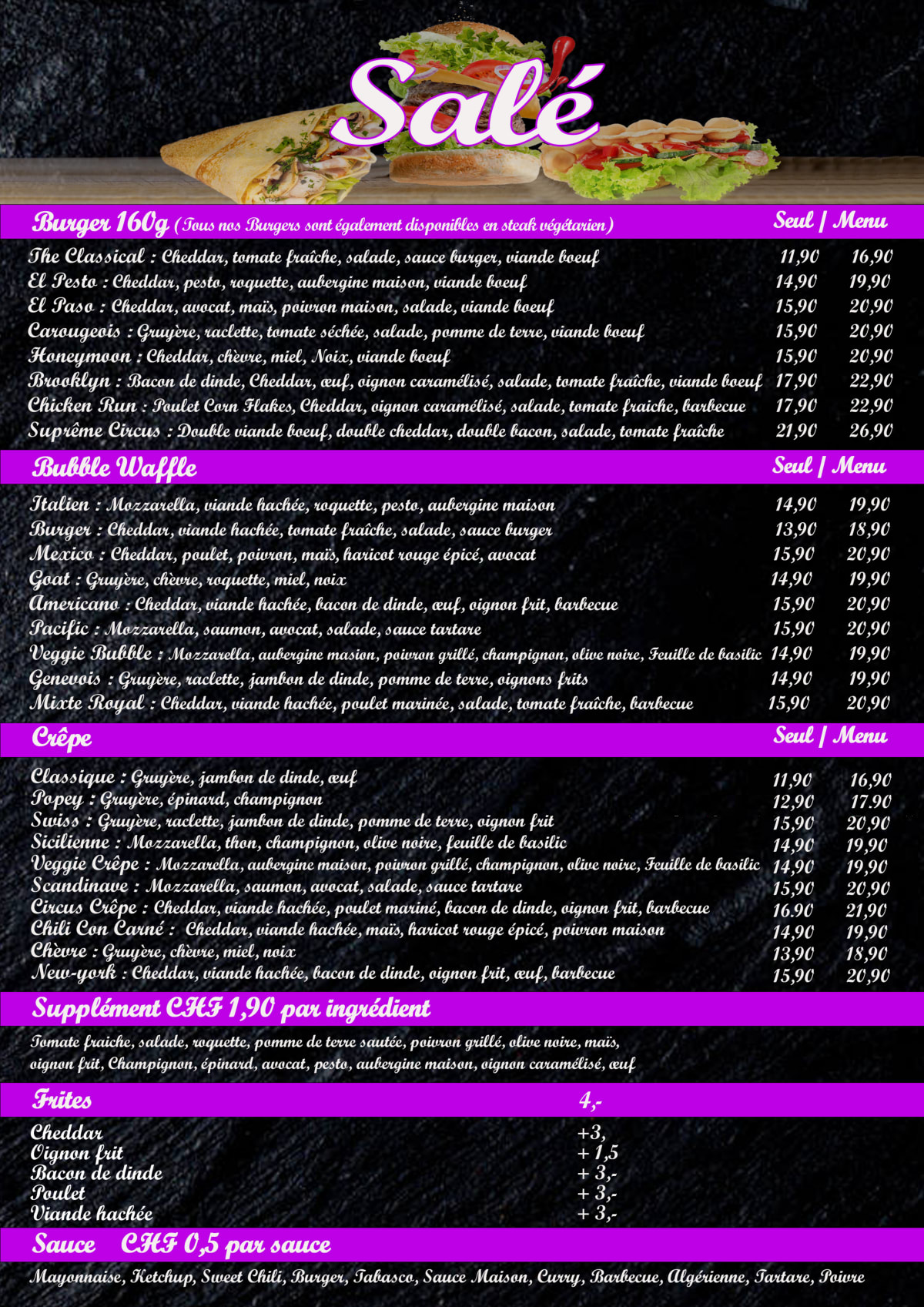 The Circus menu