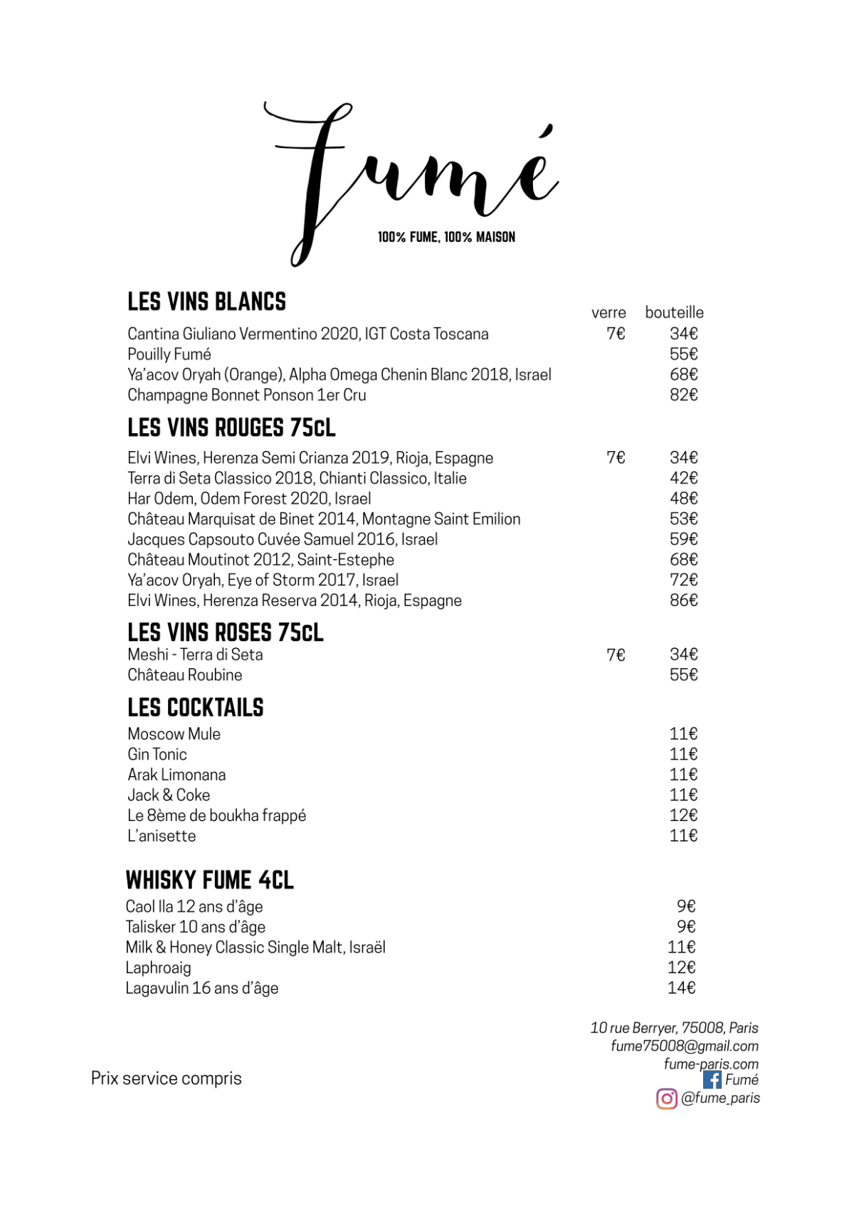 Fumé menu