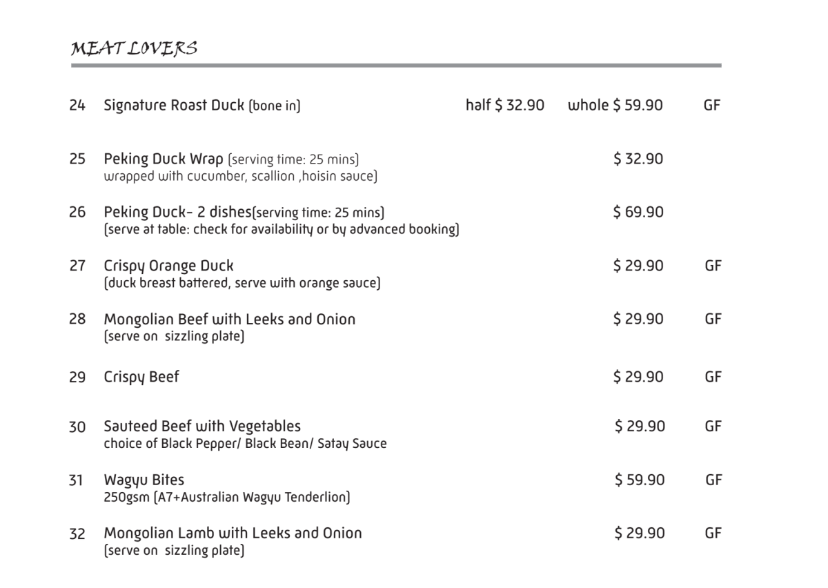 Carte et Menus 2024 Asian Flavour House à Glenelg (SA) TheFork