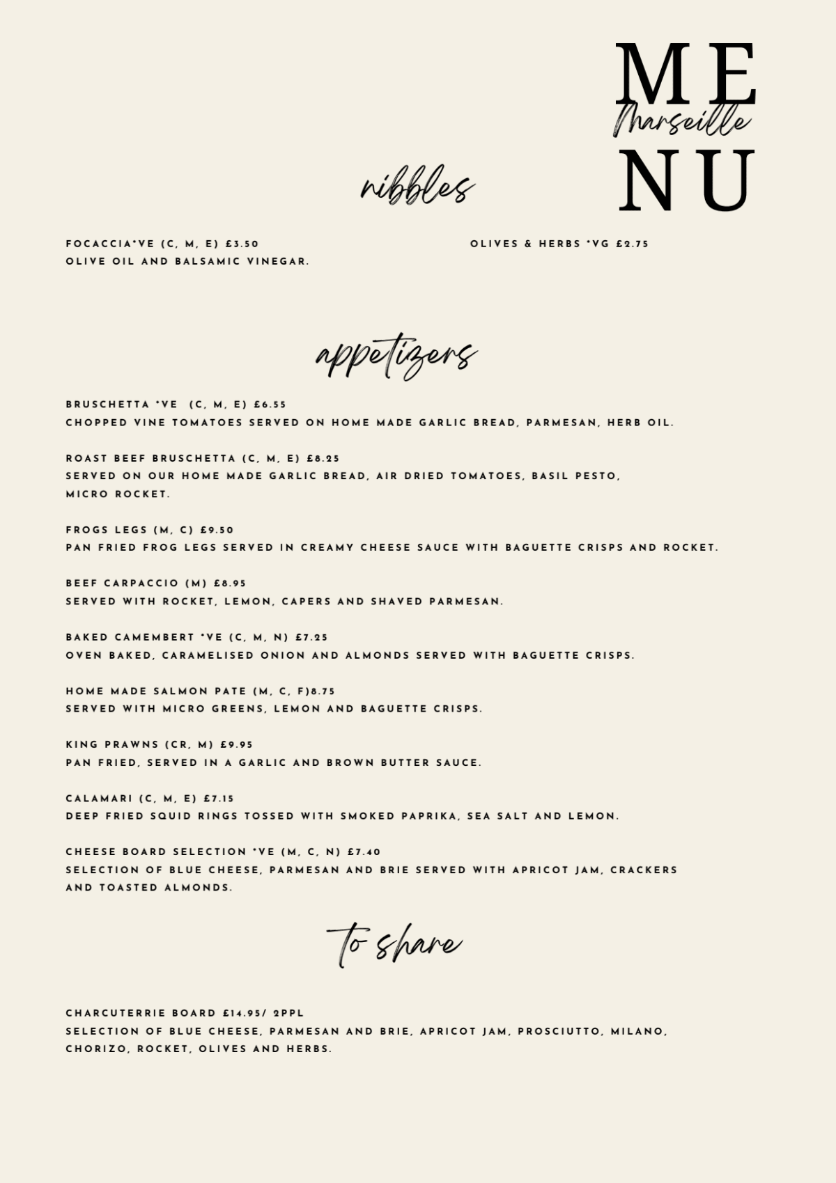 Carta y menù 2024 Actualizados Marseille en Northampton TheFork