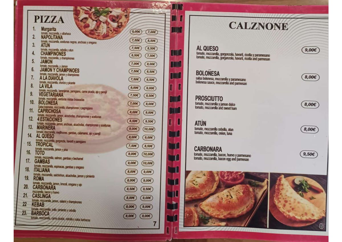 Pizzería  La Vila menu