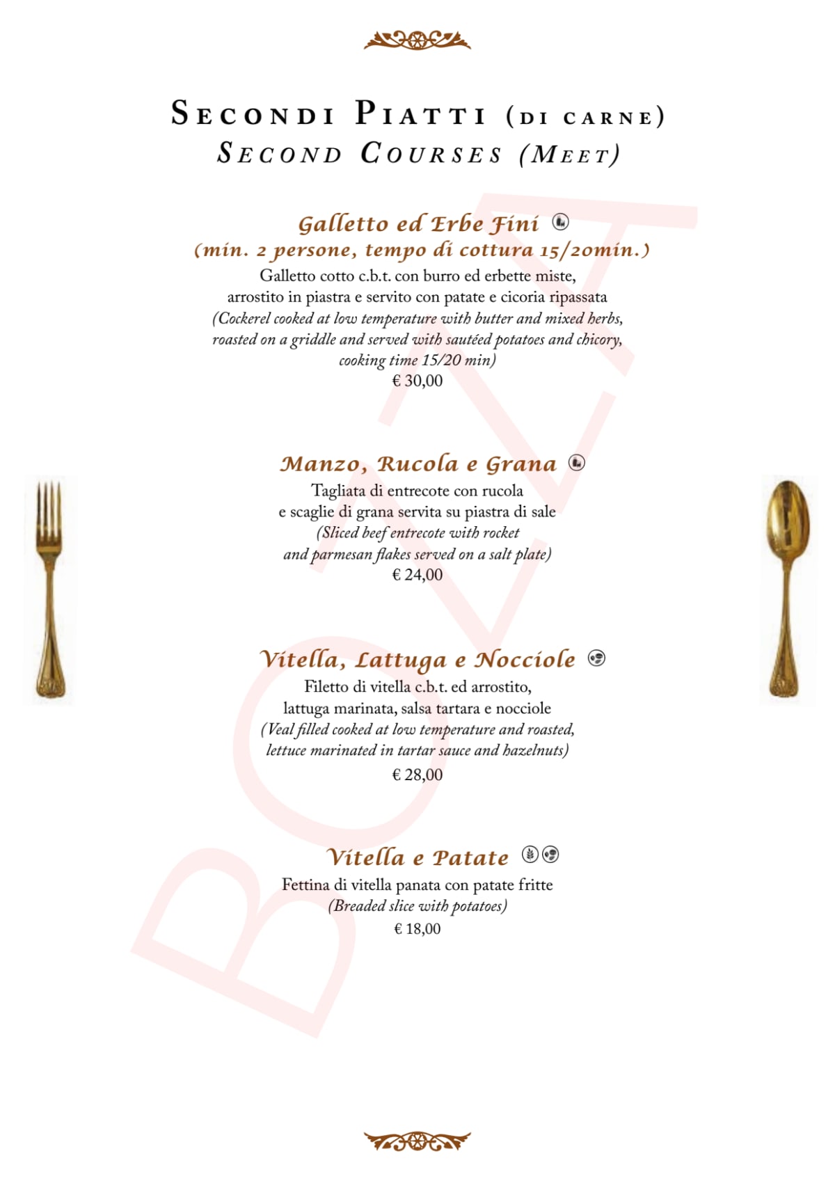 Il Vero Alfredo menu