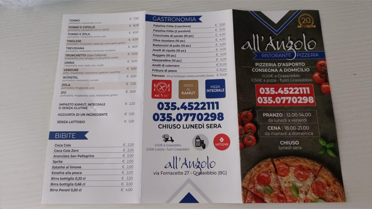 Menù completo e carta 2024 All'Angolo a Grassobbio TheFork