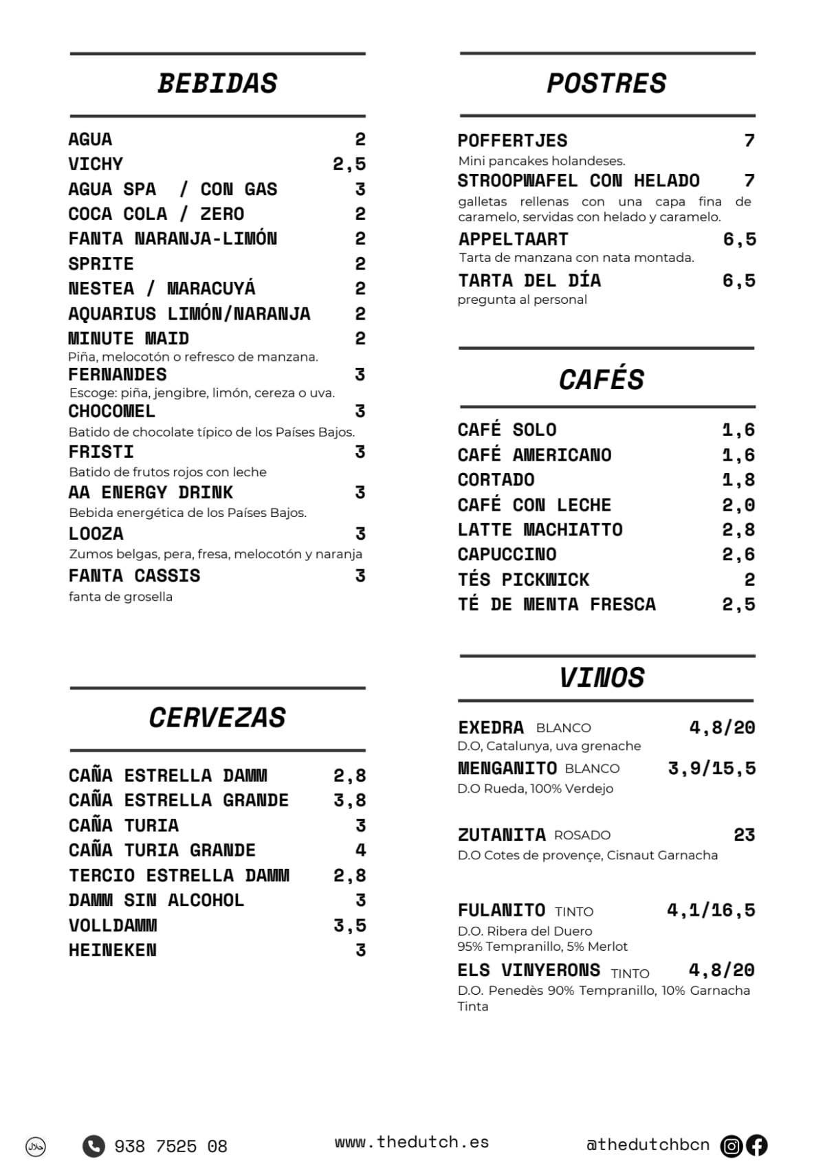 The Dutch Bcn menu