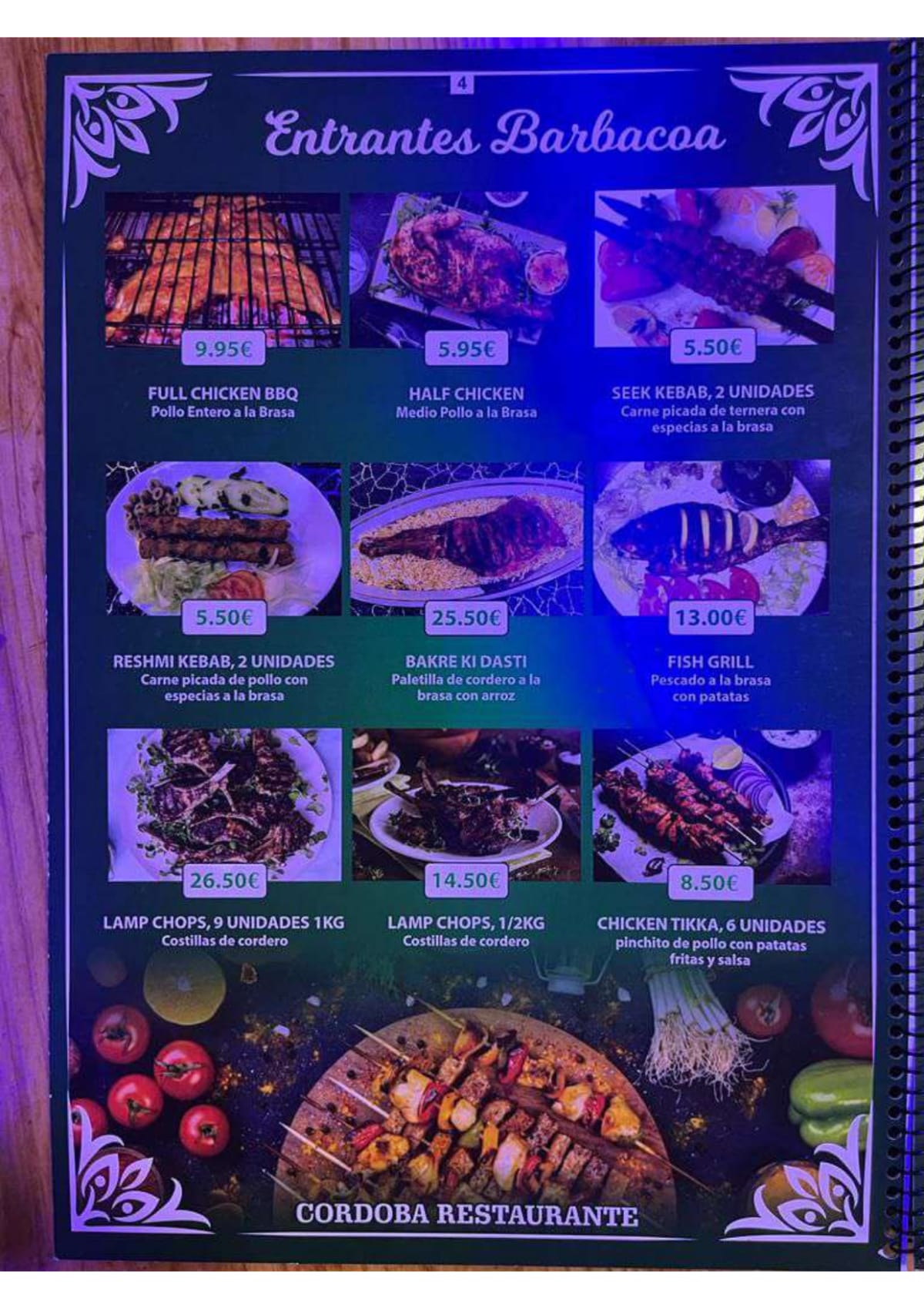 Cordoba Restaurant And Marriage Hall menu