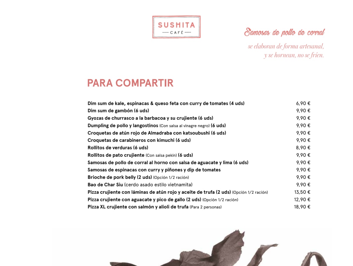 Sushita Café - Alberto Aguilera menu