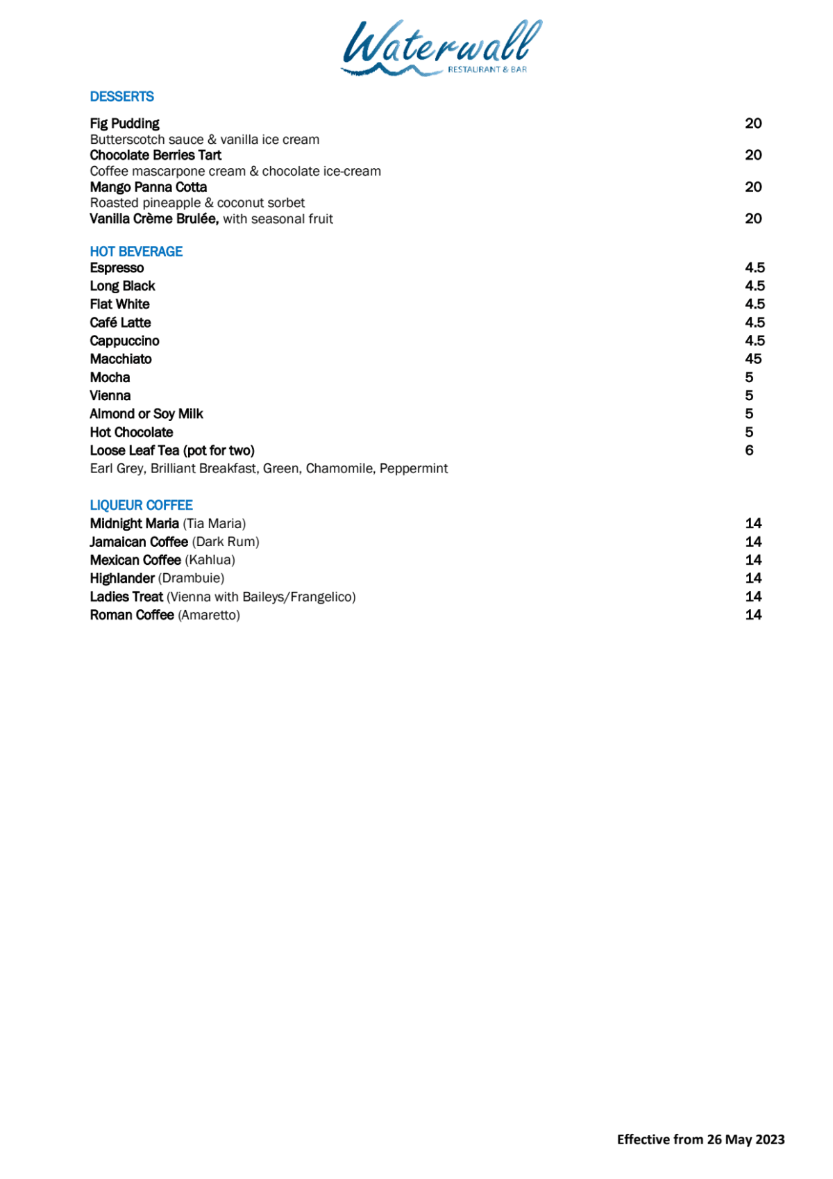 Pagoda menu sales