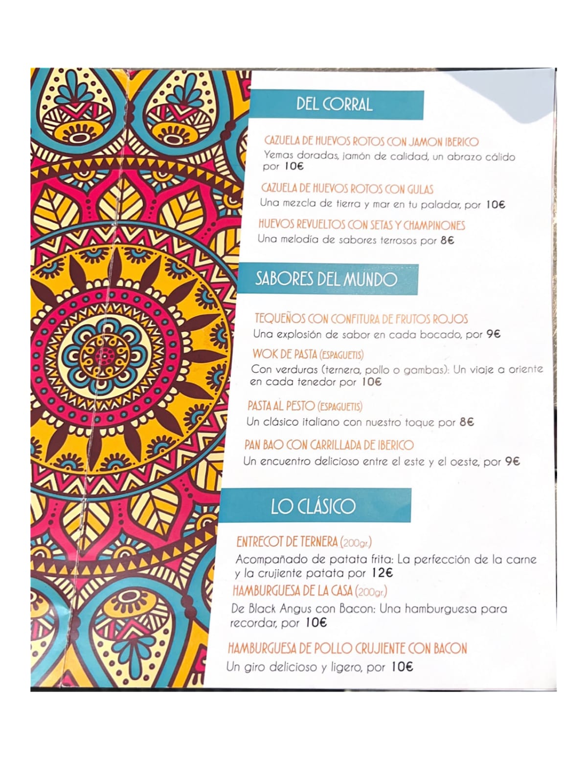 Al Alma menu