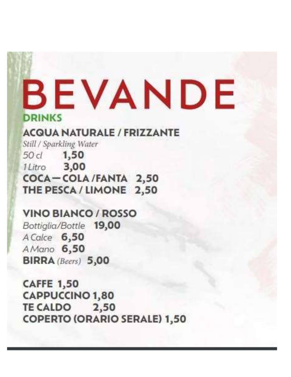 Mabuhay Milano menu