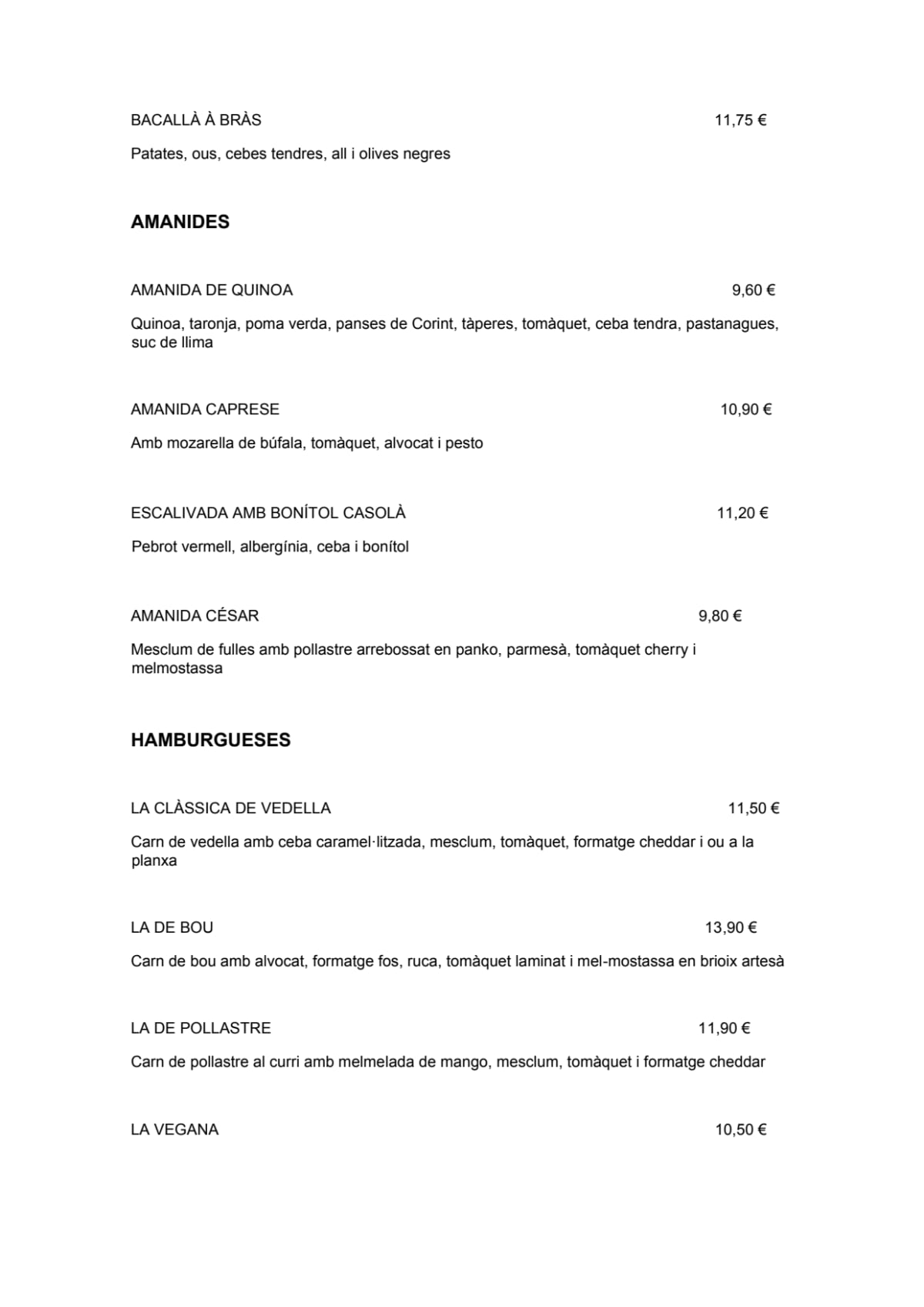 Carte et Menus 2024 Tapes Jardí à Barcelone TheFork