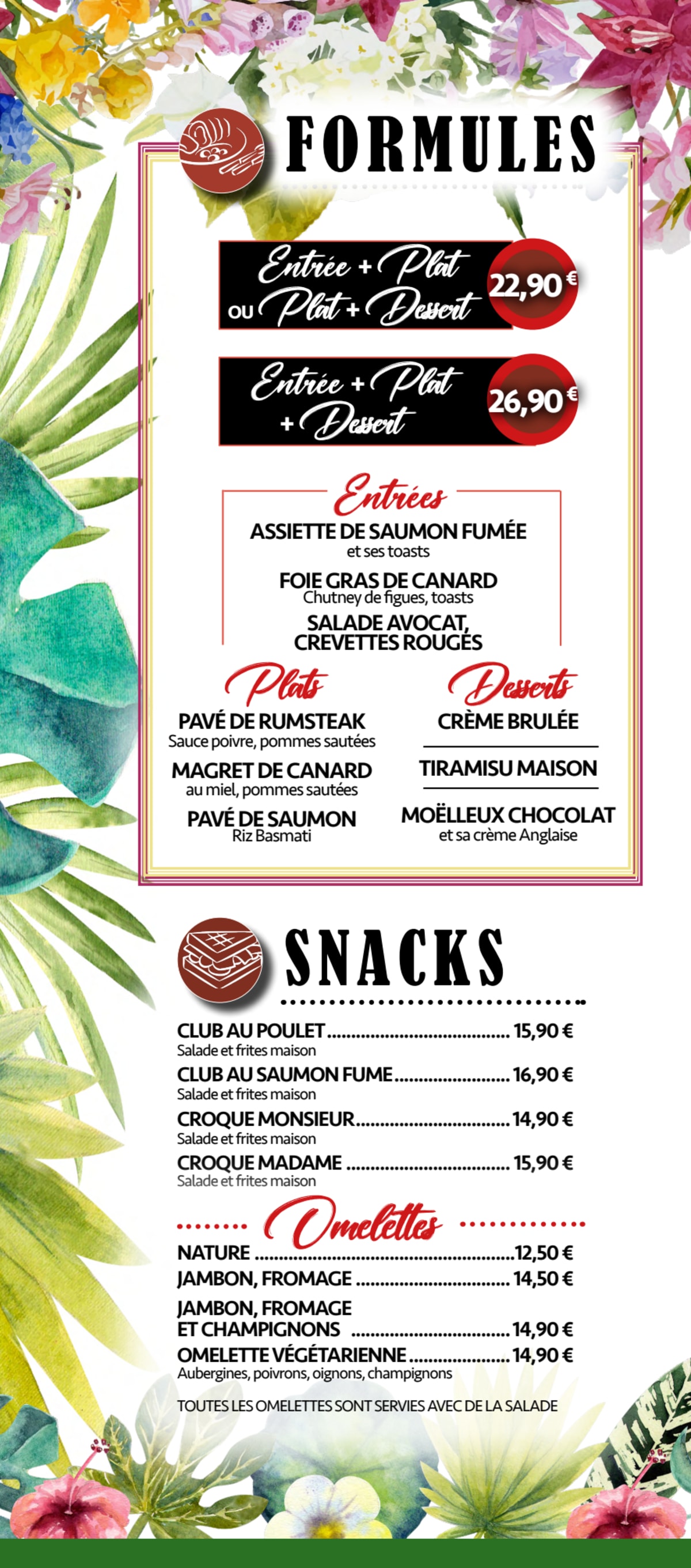 Le Parisien menu