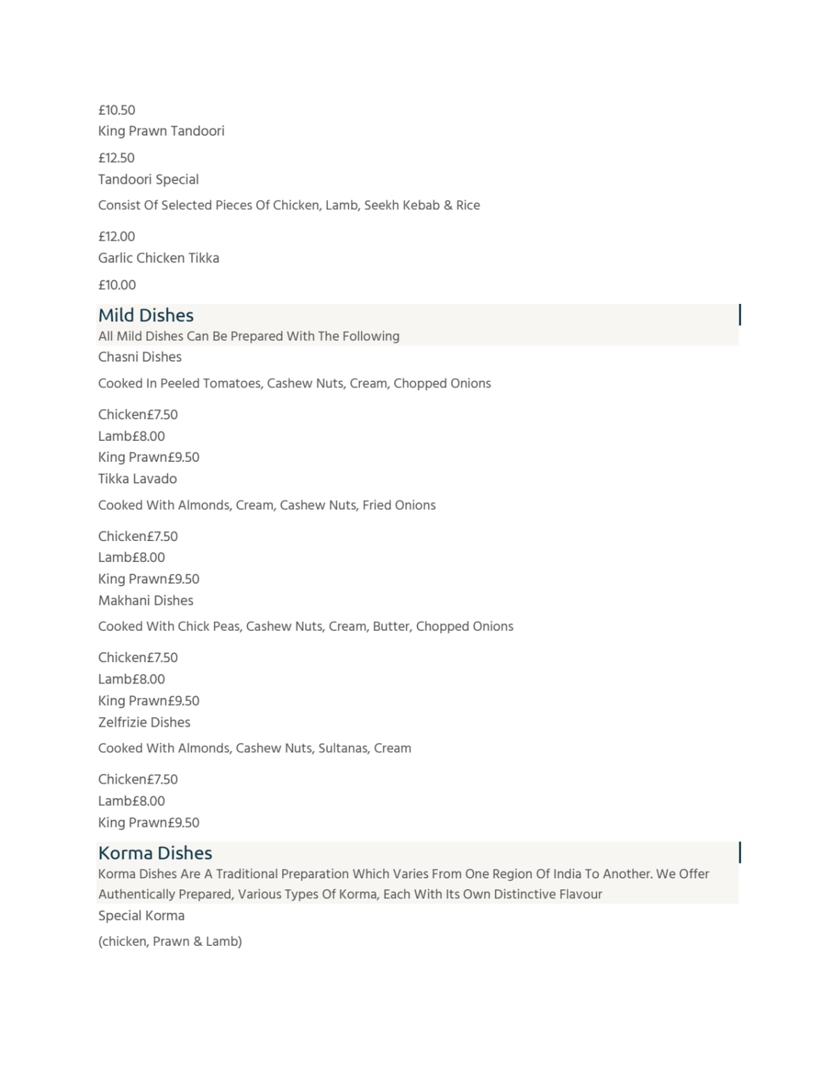 Menù completo e carta 2024 Delhi Deluxe a Greenock TheFork