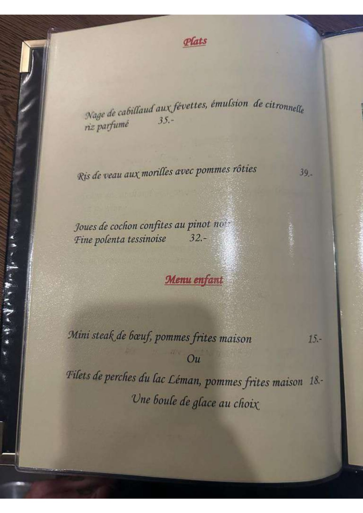 Brasserie Du Grand Bureau menu