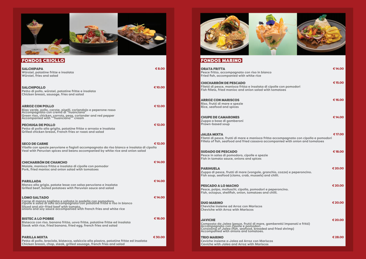 Alma Criolla menu