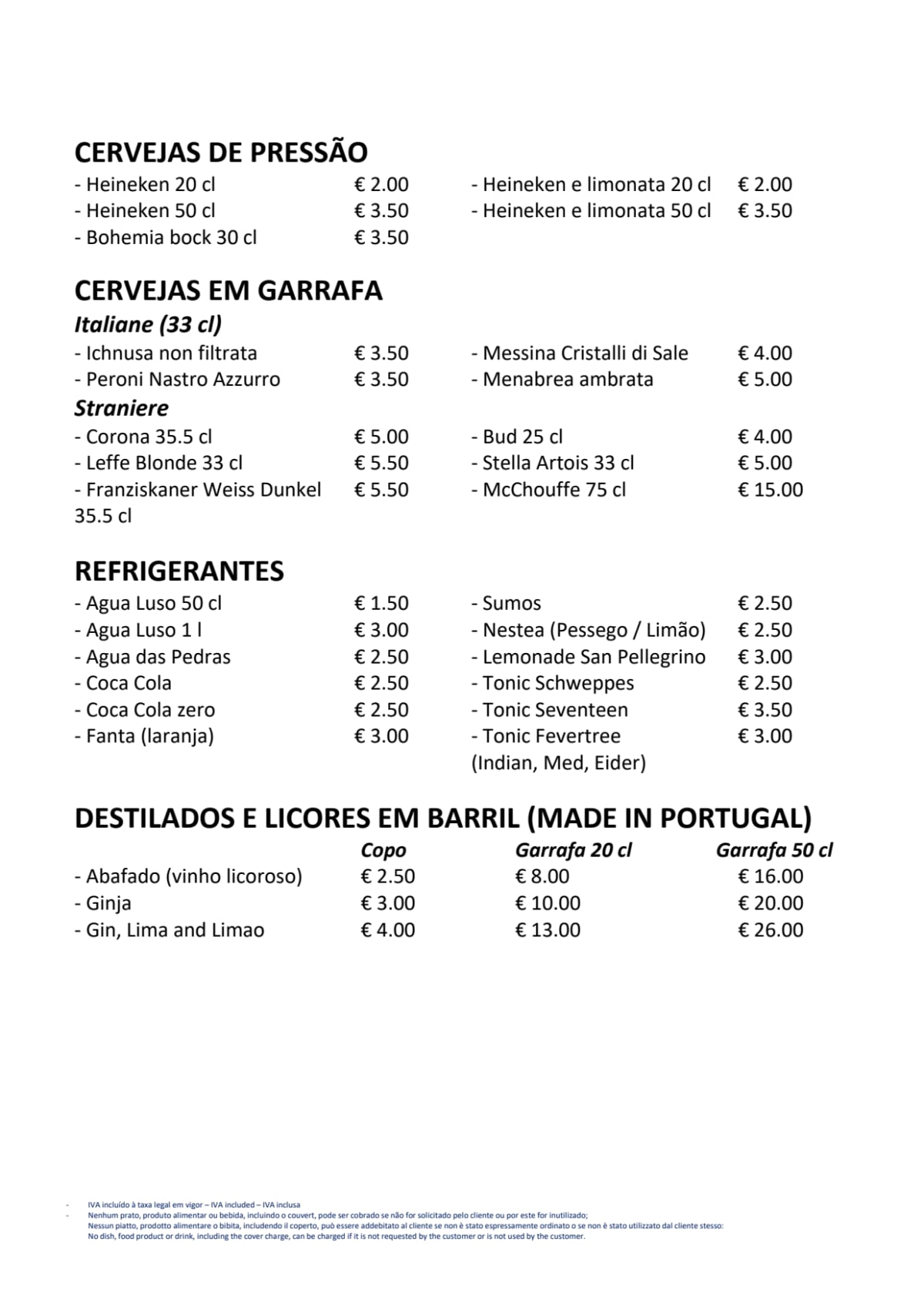 Osteria Bellosguardo menu