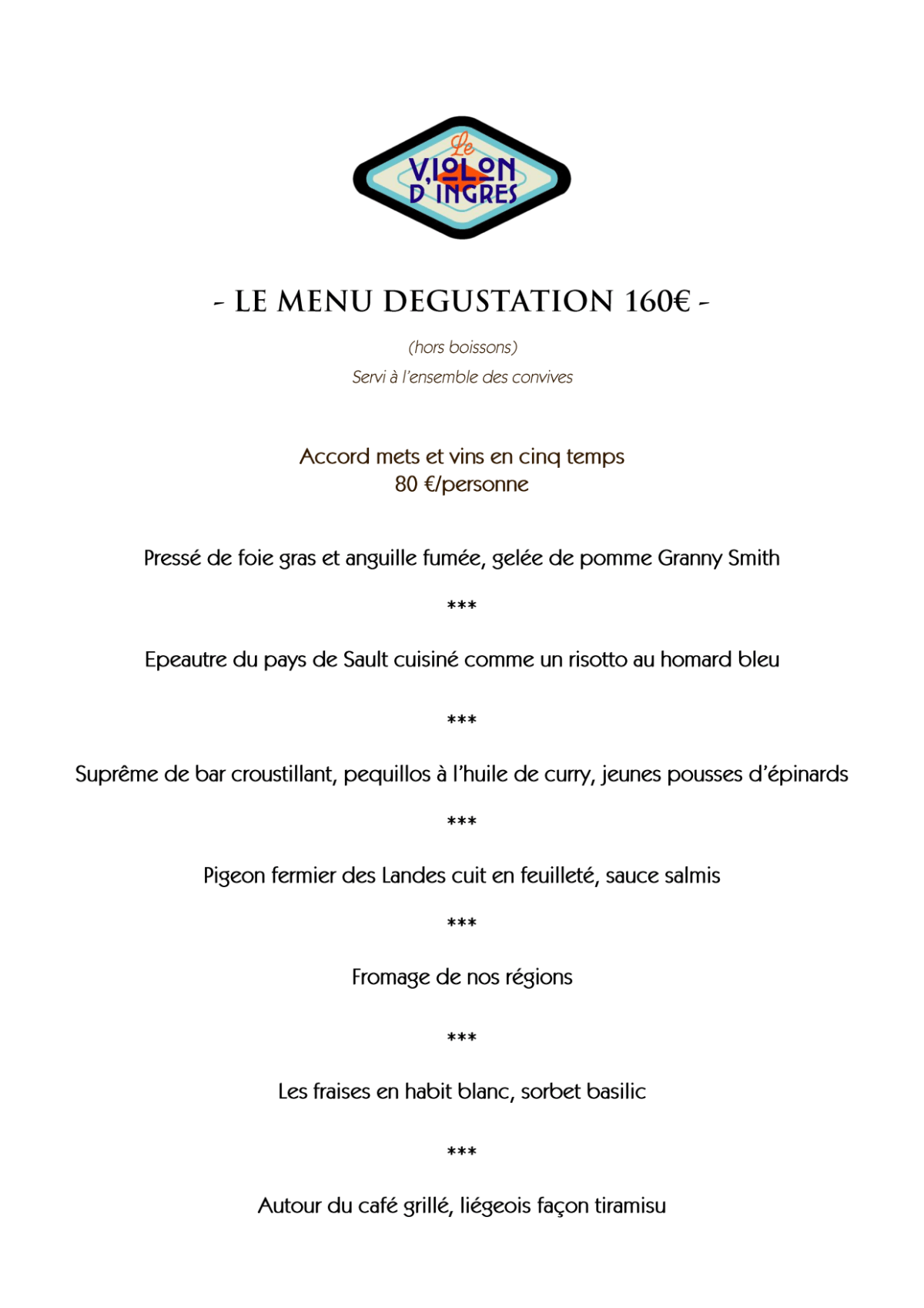 Menu 2023 Le Violon d'Ingres in Paris TheFork