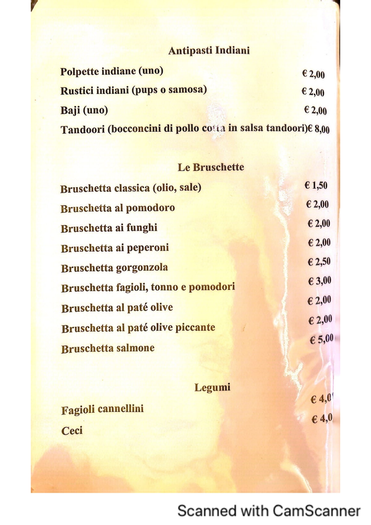 L'Altro Angolo menu